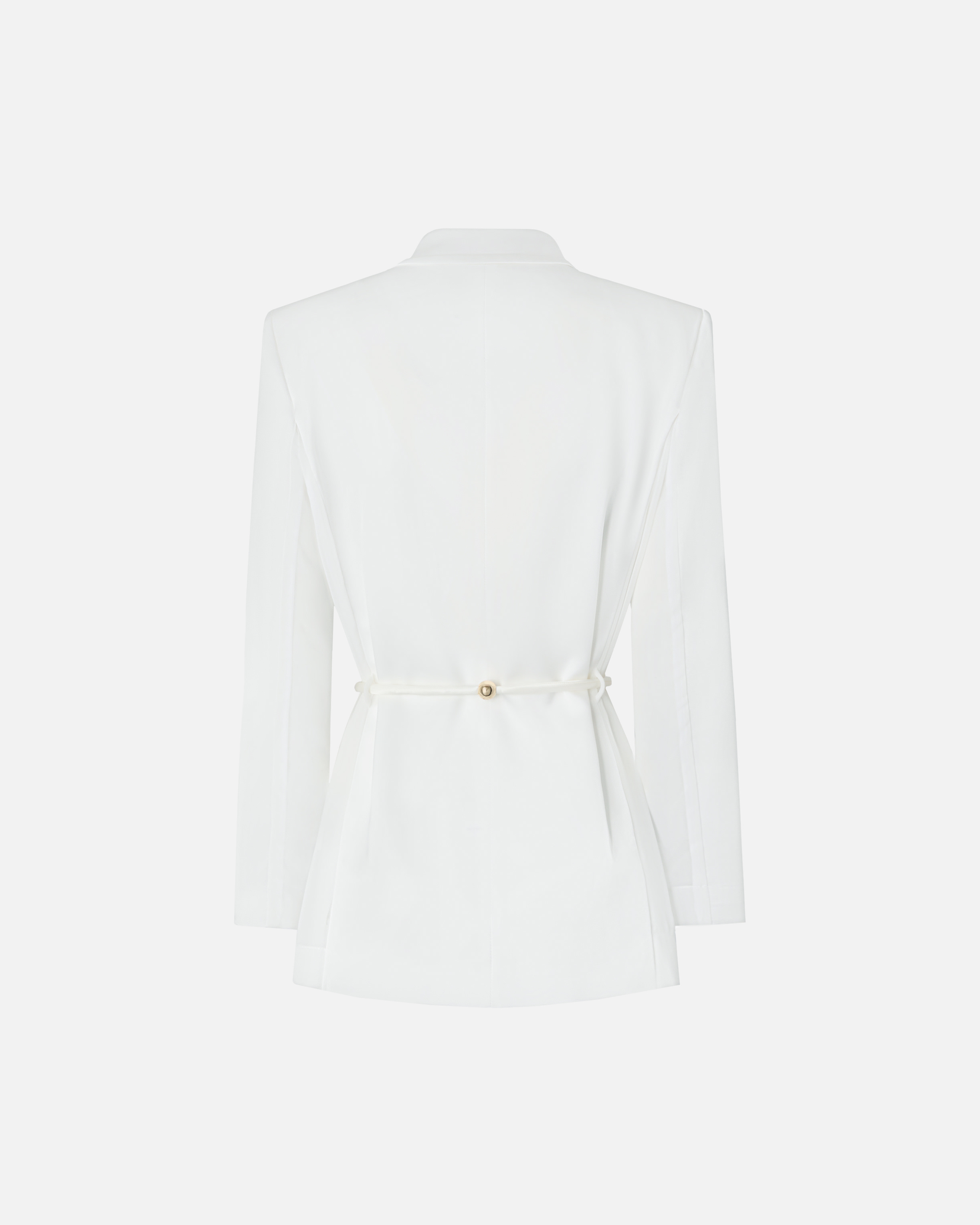 Shiny satin blazer with belt and button PINKO White
