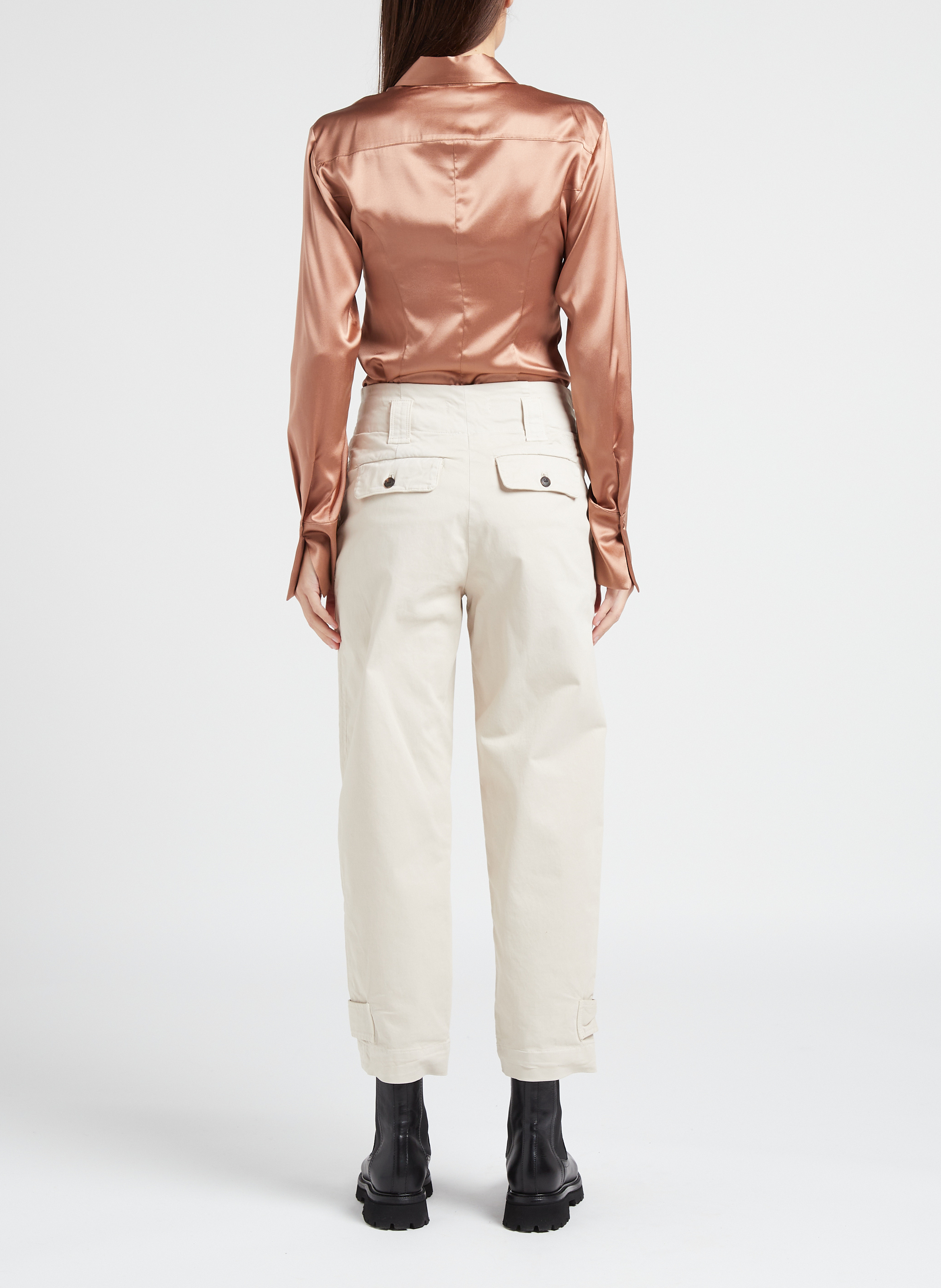 Licht glanzende, zijden stretchblouse PINKO Bruin