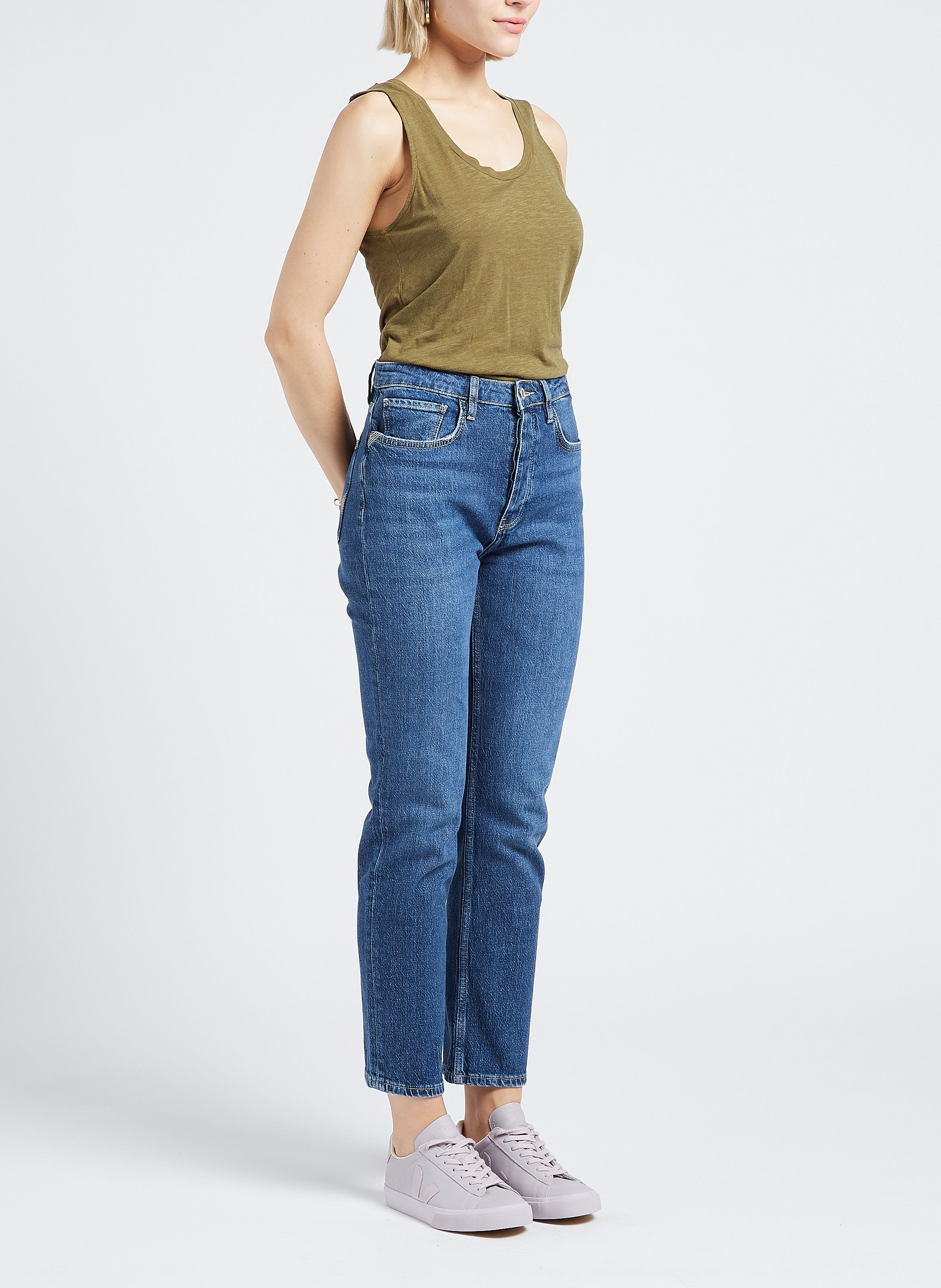 Rundhals-Tanktop aus Baumwoll-Mix AMERICAN VINTAGE Khaki