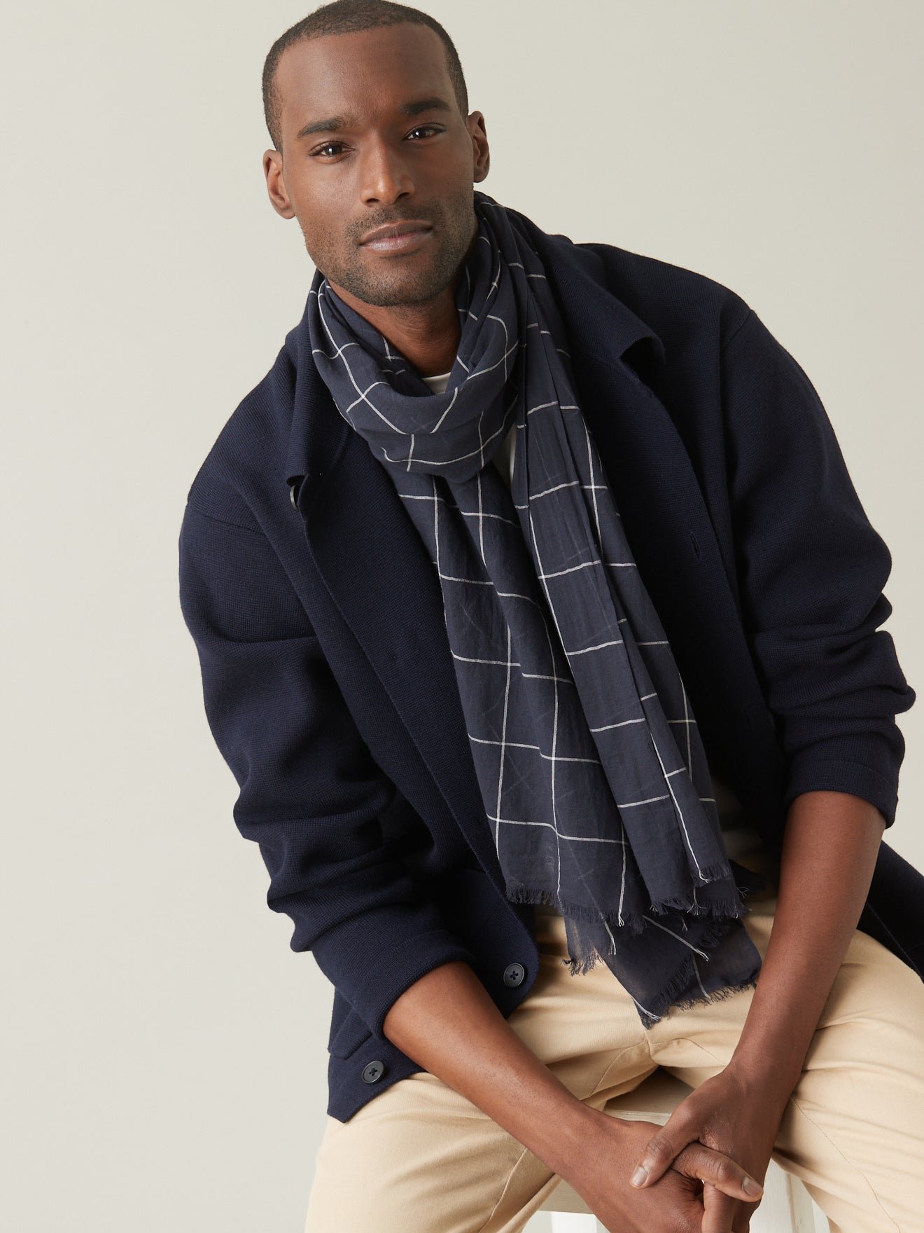 Checked scarf CYRILLUS Blue