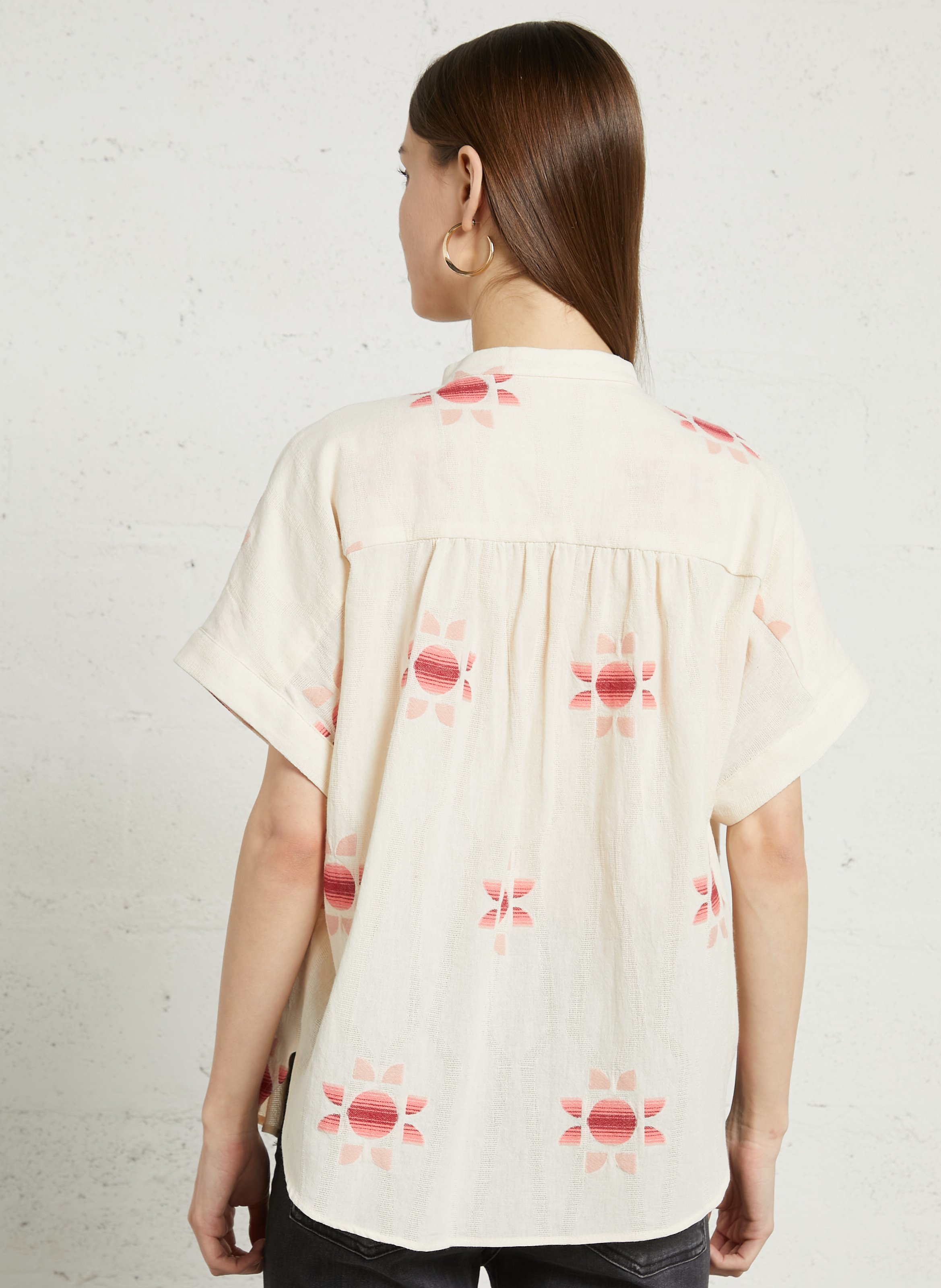 Weite Bluse aus Baumwoll-Mix mit Mao-Kragen SACRECOEUR Mehrfarbig