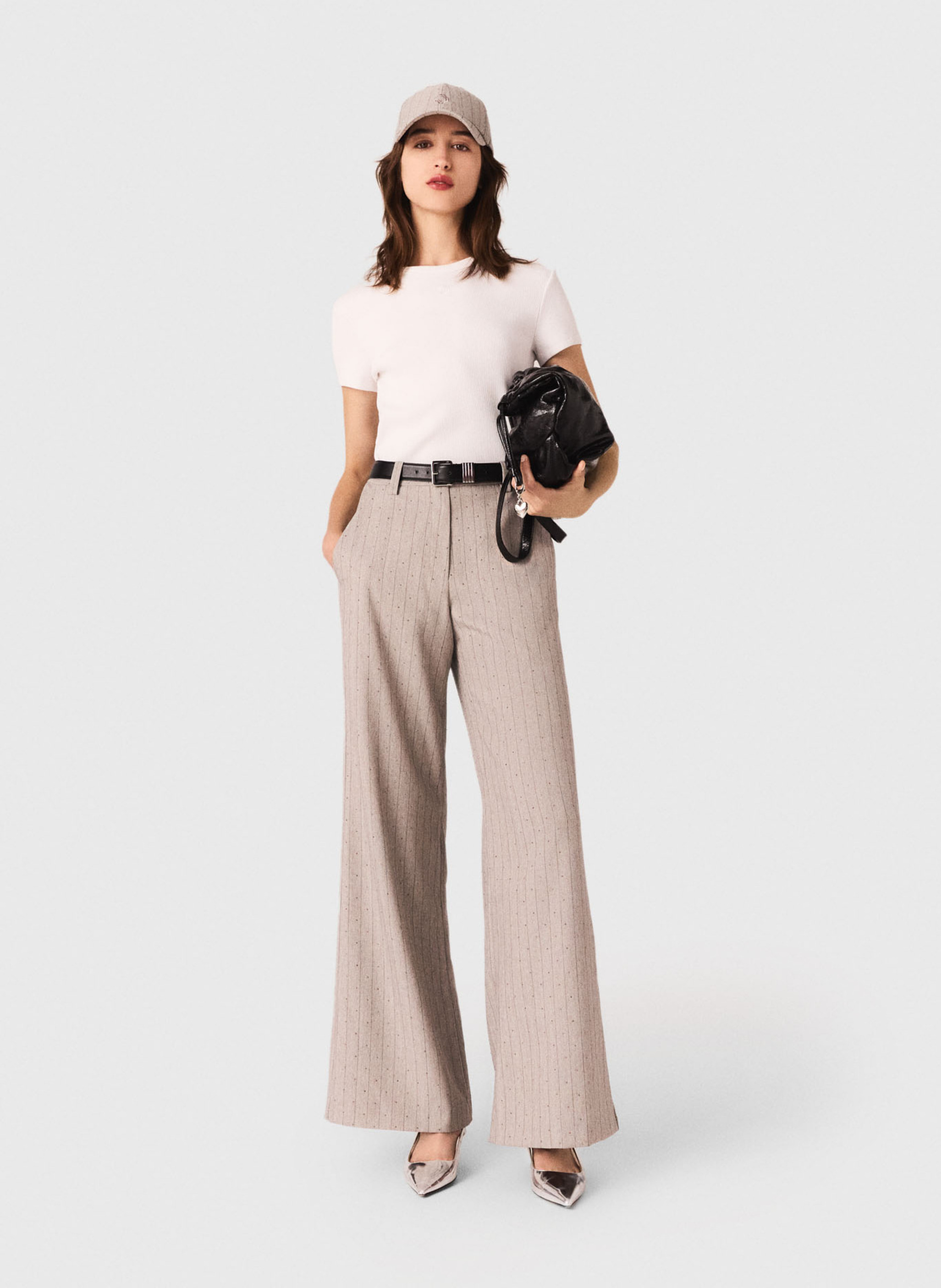 Tee-shirt ajusté en coton mélangé MAJE Blanc