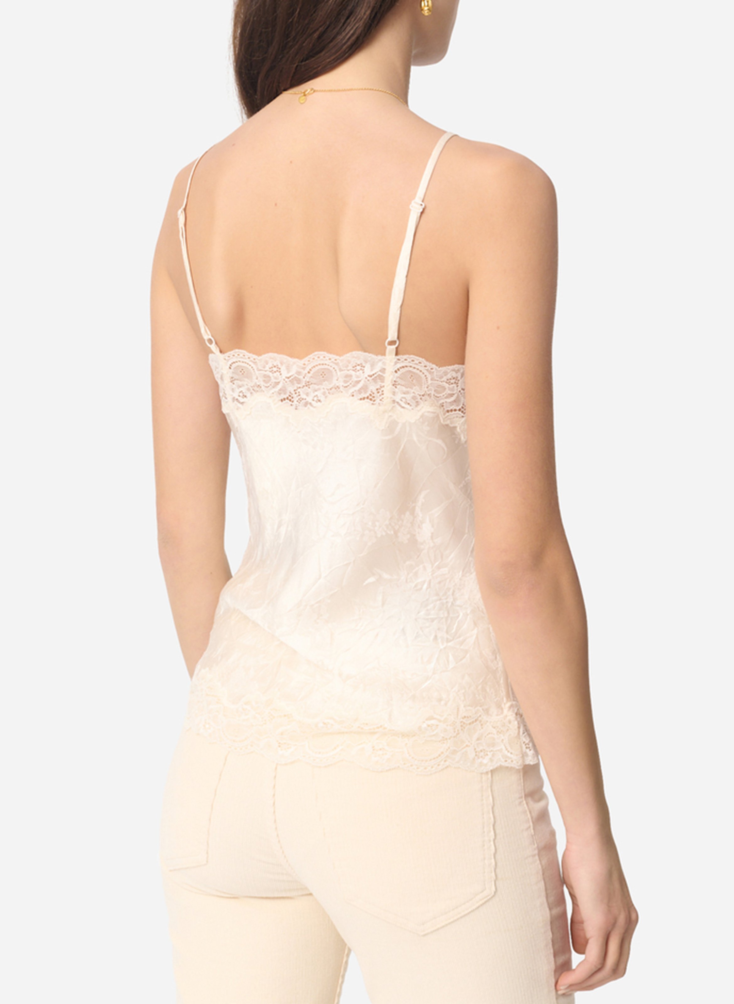 Printed jacquard camisole White