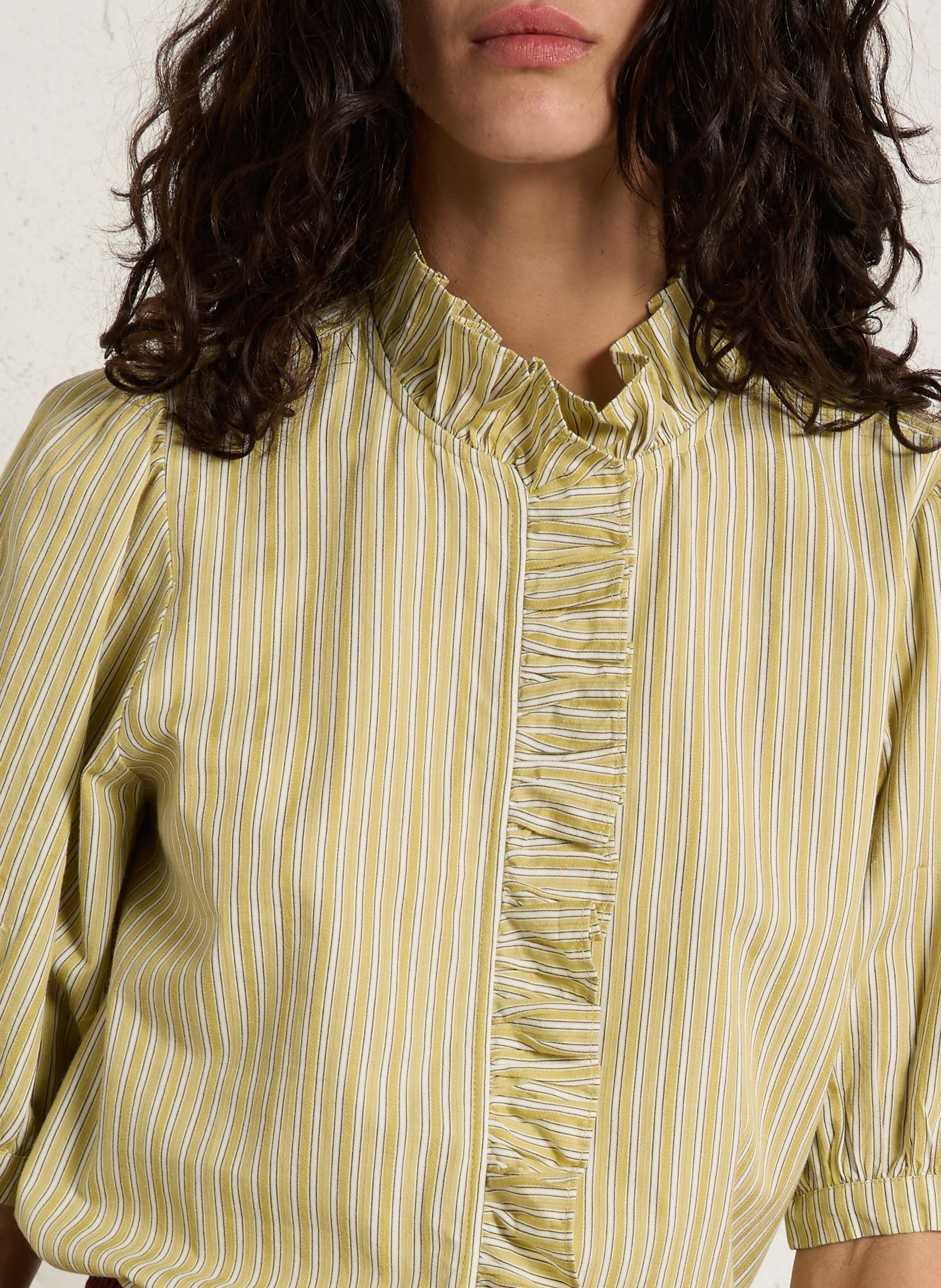 Gerade gestreiftes Hemd mit Volants PETITE MENDIGOTE Grun