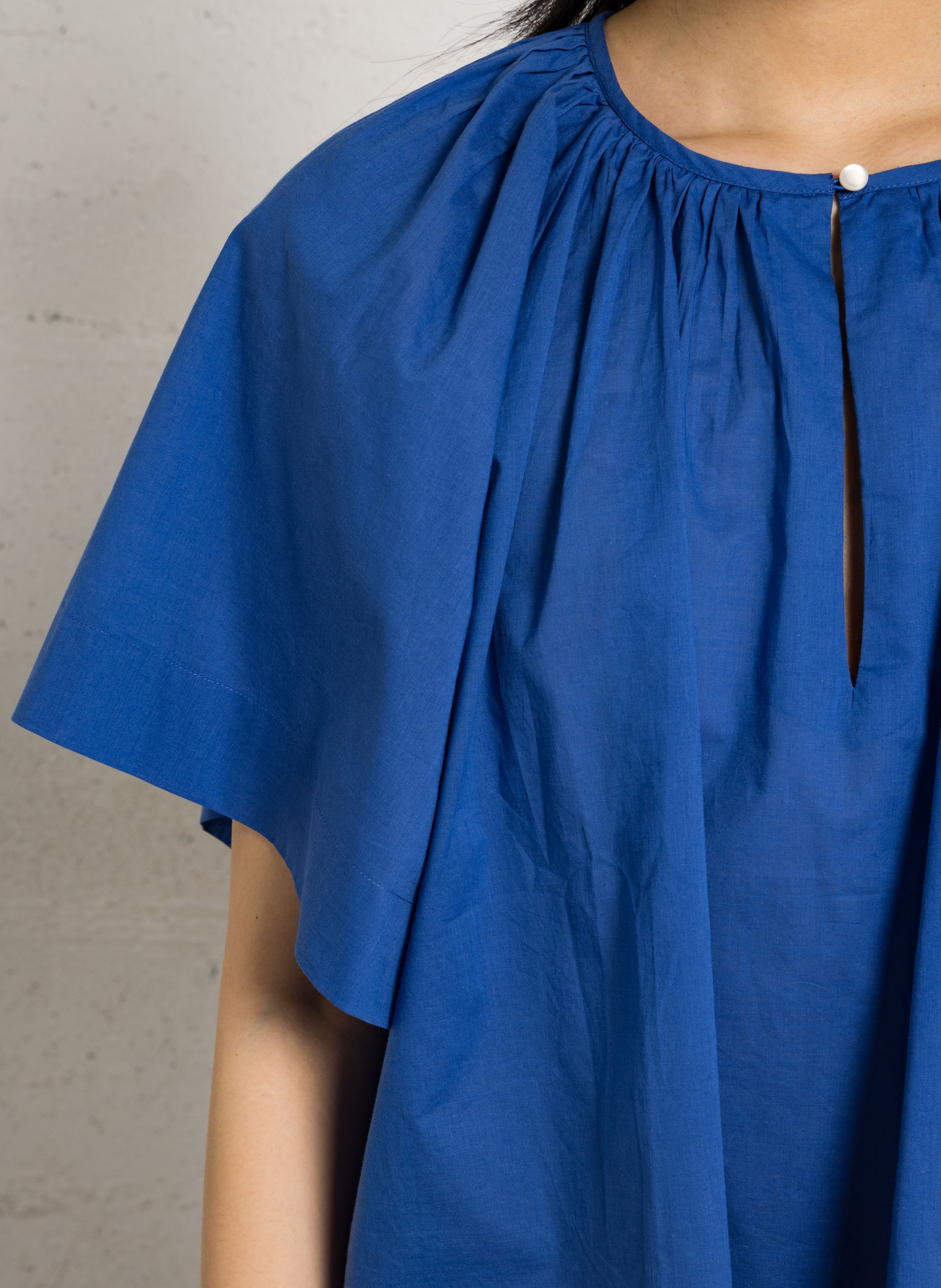 Baumwollbluse mit Rundhalsausschnitt BELLEPIECE Blau