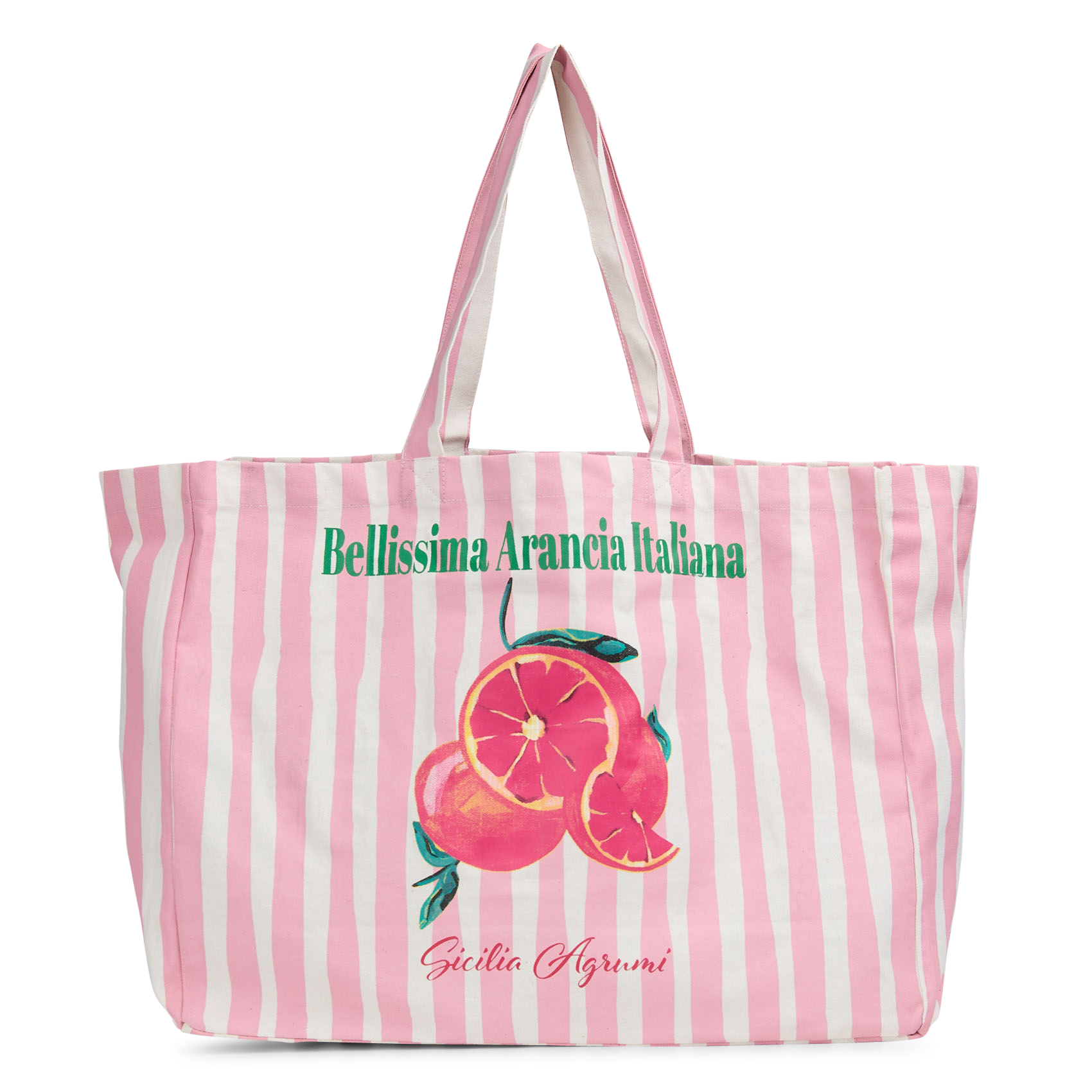 Streep- en zeefdruk katoenen tote tas MKT Roze