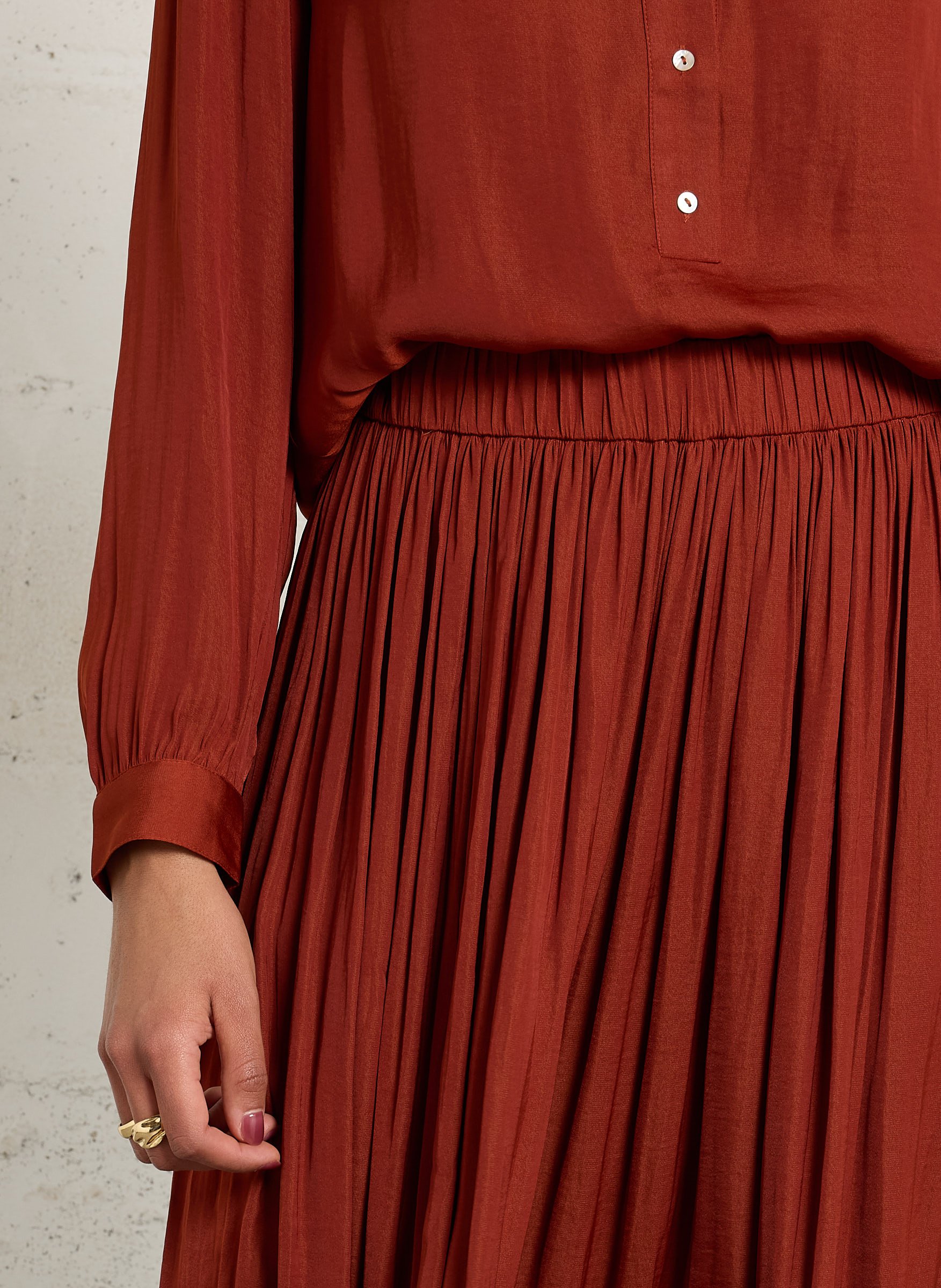 Jupe midi plissée MAISON 123 Rouge