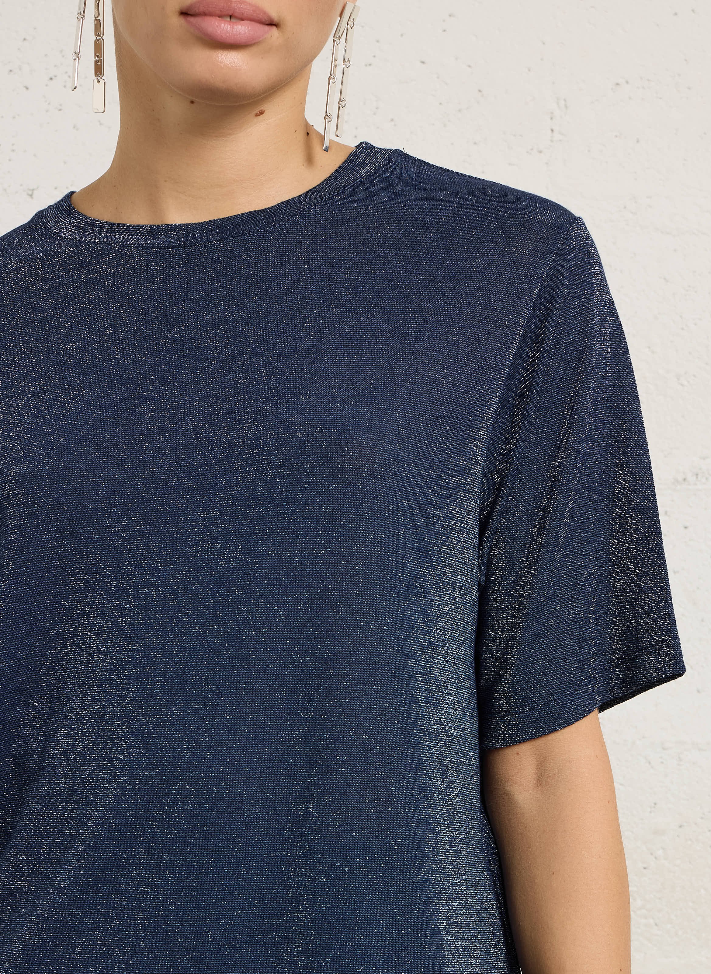 Tee-shirt ample col rond métallisé  MOMONI Bleu