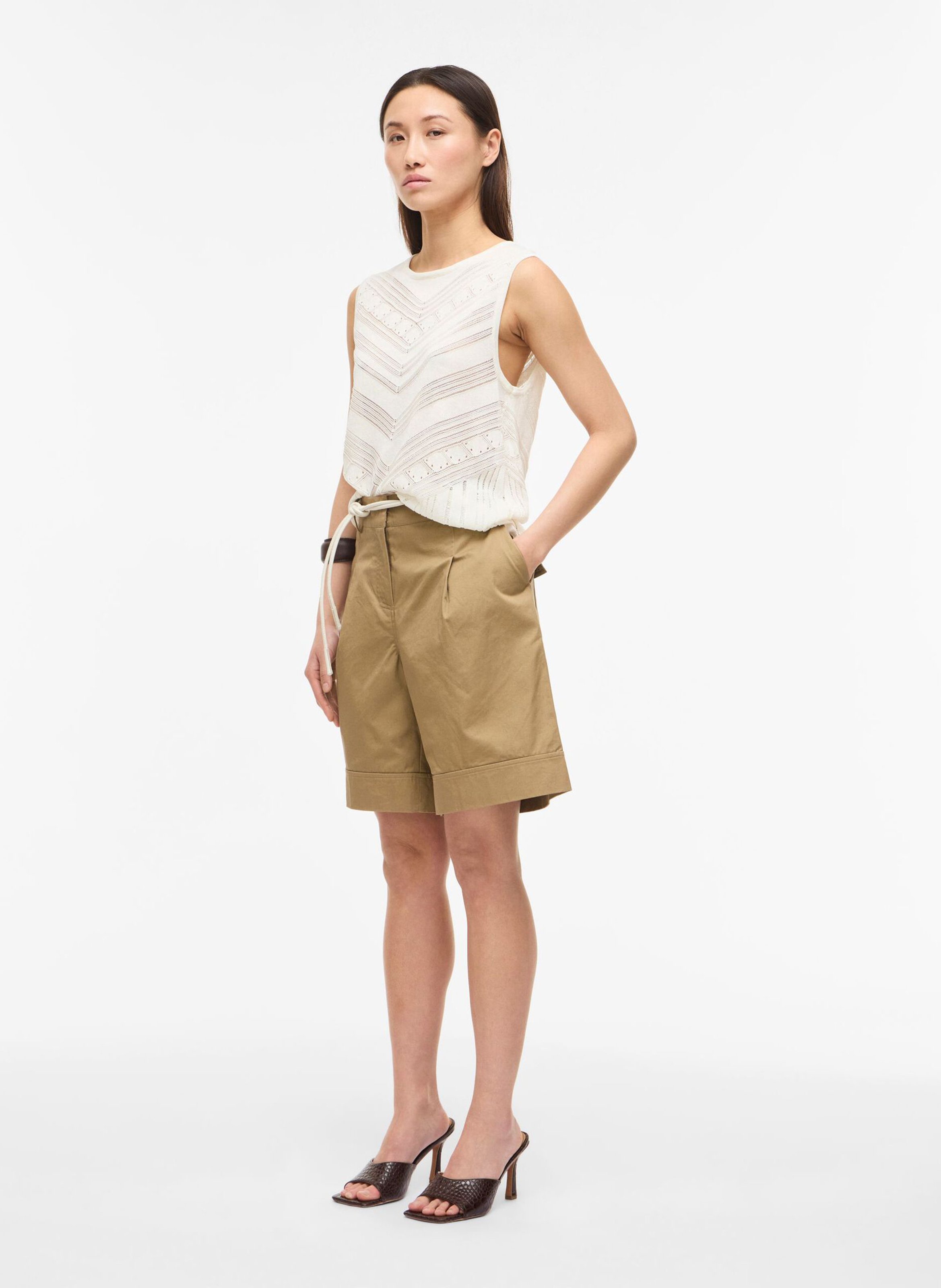 Ärmelloses Top mit Fantasiedetails ROUGE EDIT Beige