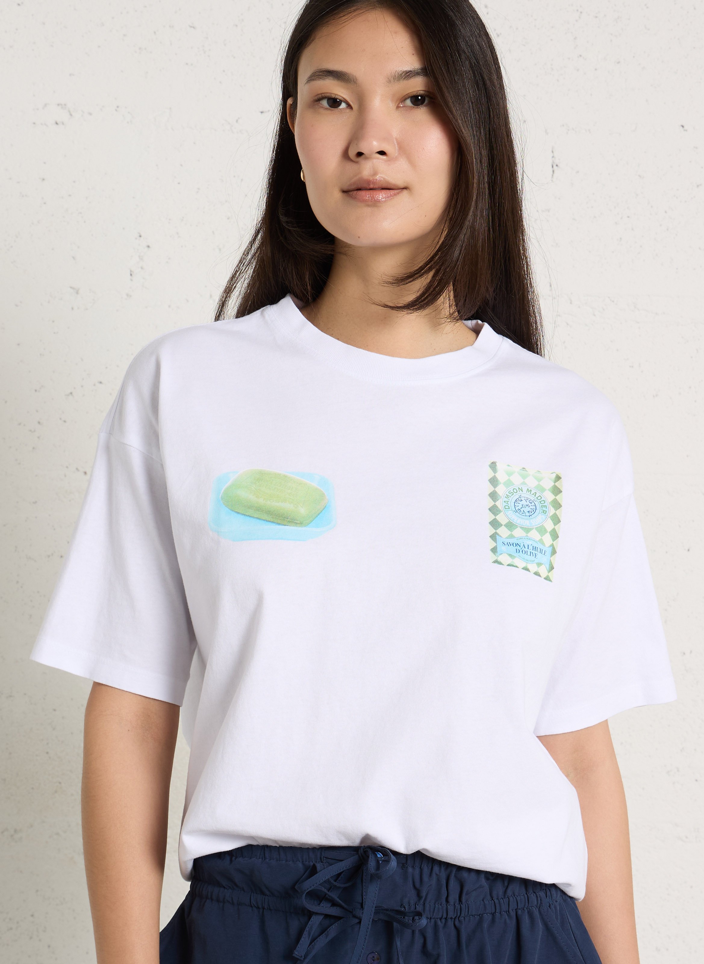 Recht T-shirt met ronde hals en print DAMSON MADDER