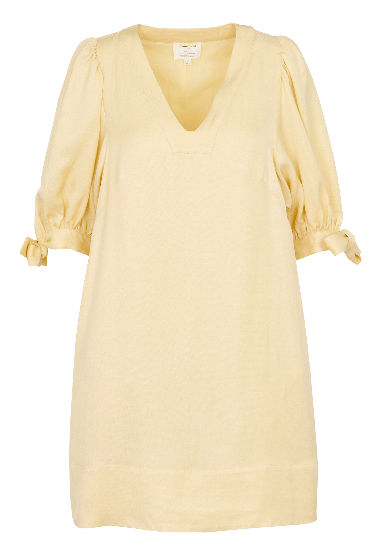 Korte jurk met V-hals in effen kleur MAISON 123 Geel