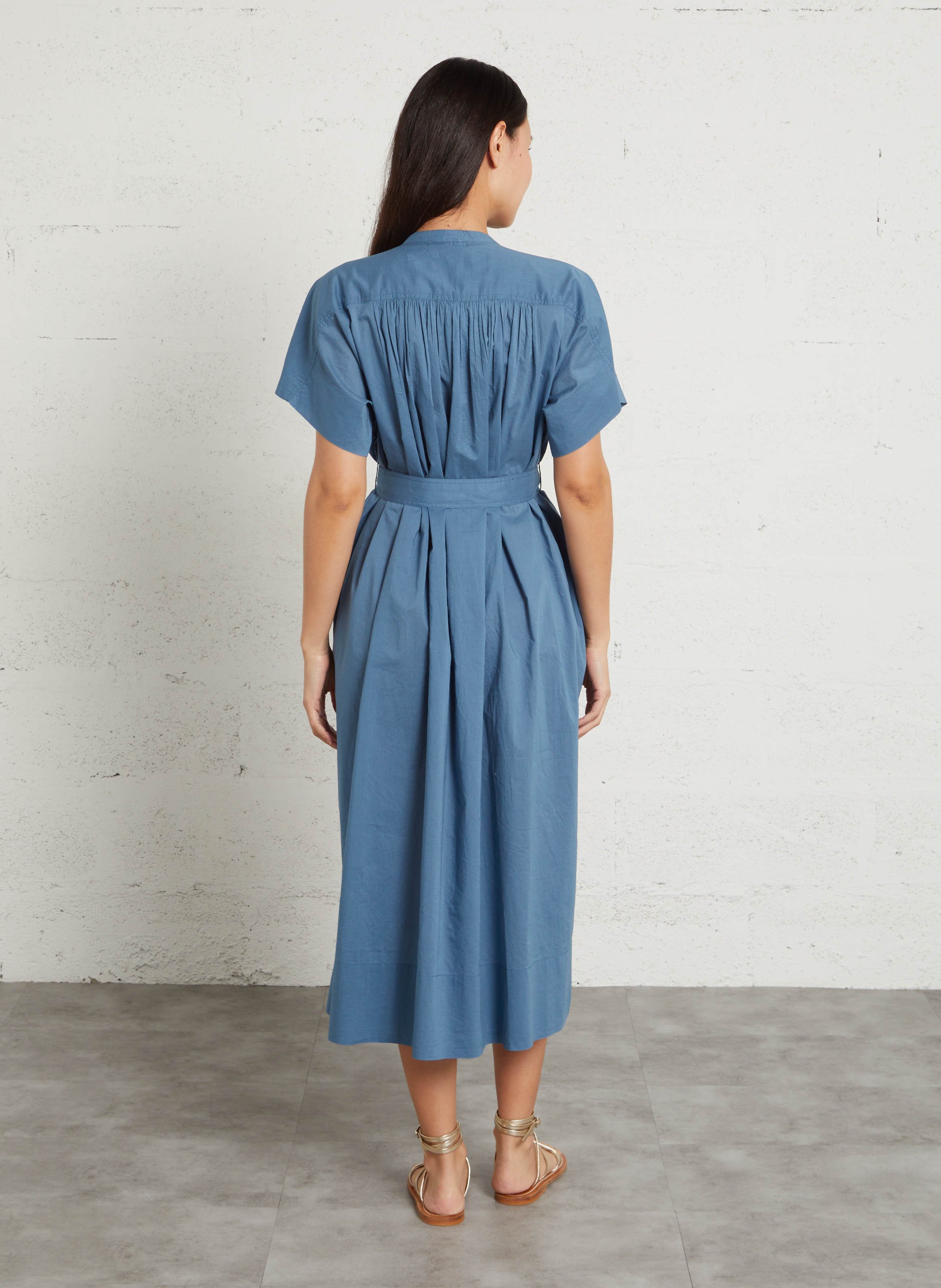 Round-neck cotton midi dress MOISMONT Blue