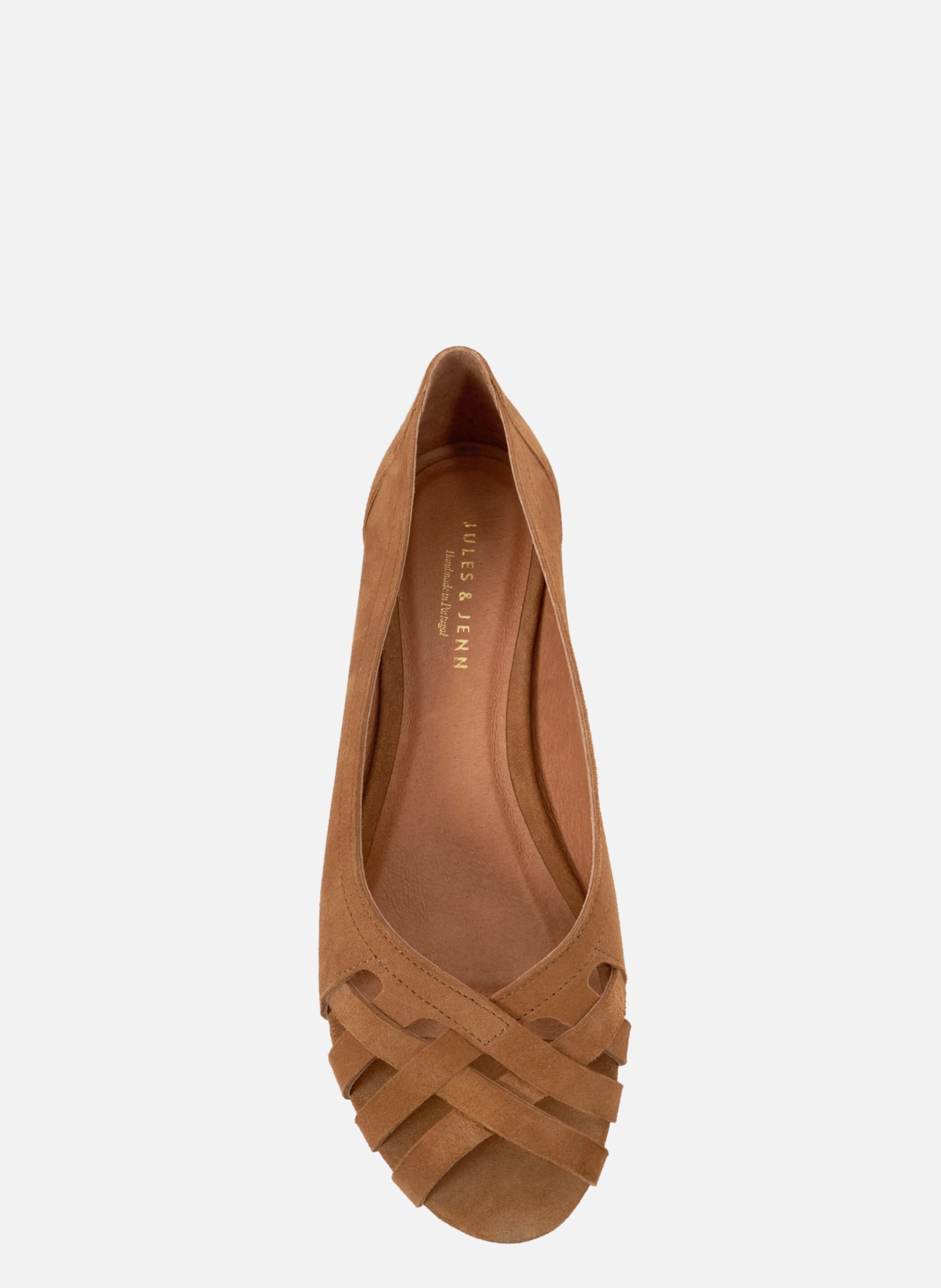 Ballerines brides manon cuir daim JULES & JENN Marron