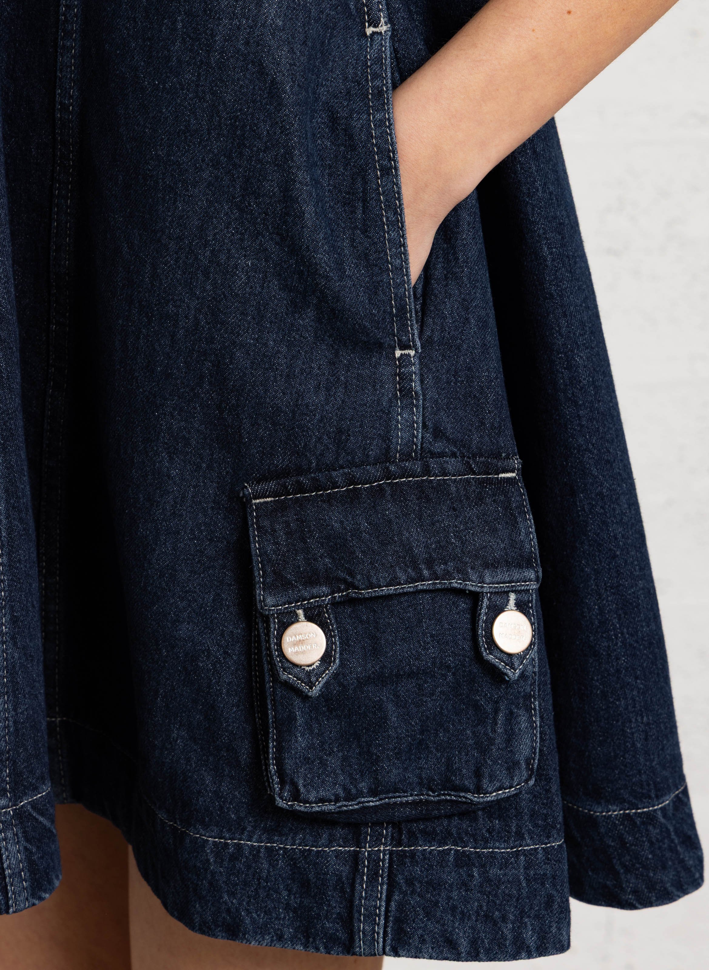 Short organic cotton dress DAMSON MADDER Blue