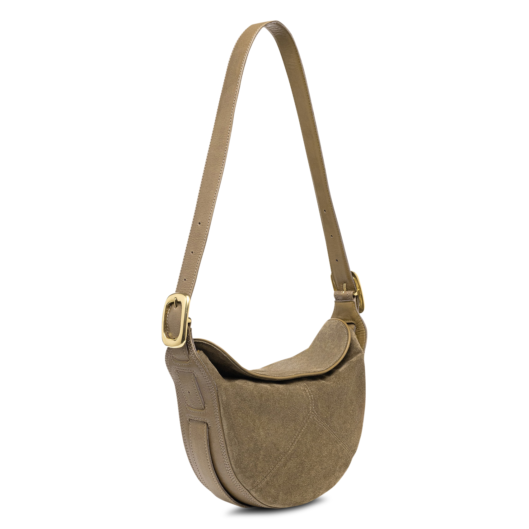Schultertasche aus Leder CLARIS VIROT Khaki