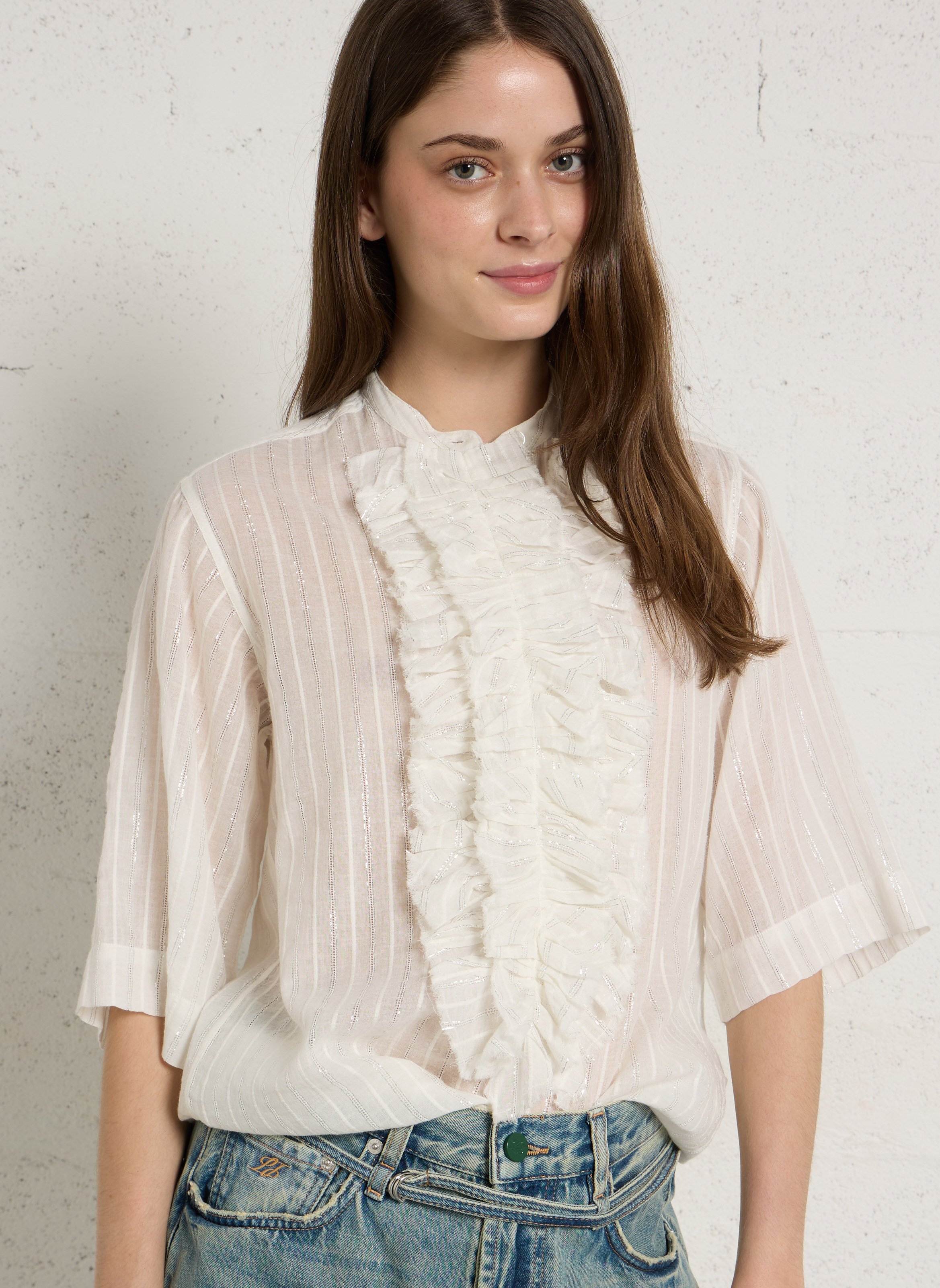 Top col rond en coton LAURENCE BRAS Blanc