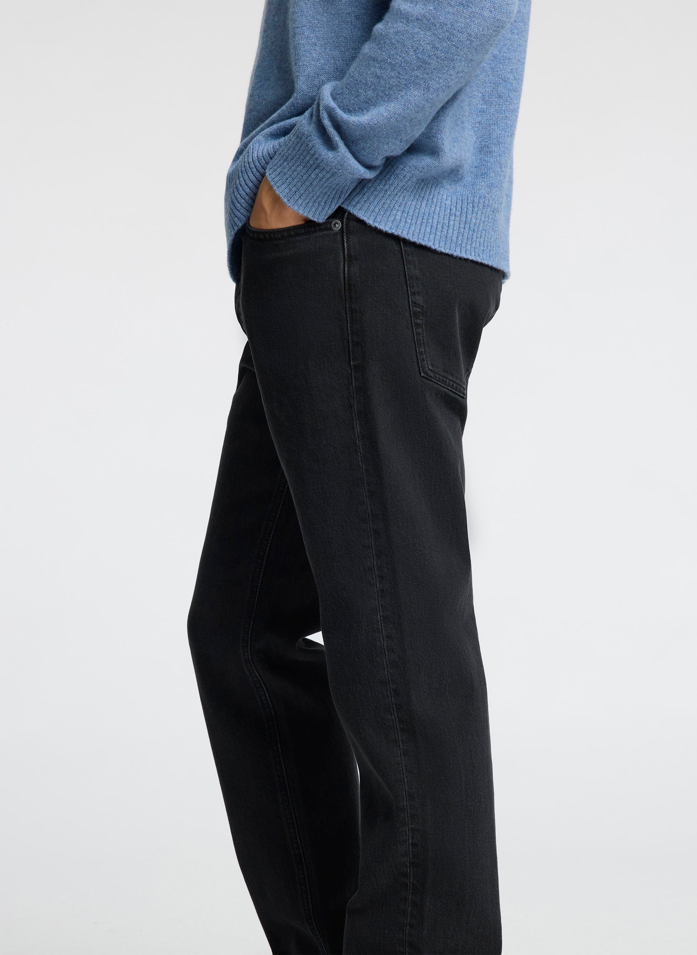 Straight-leg organic cotton-blend jeans SELECTED Black
