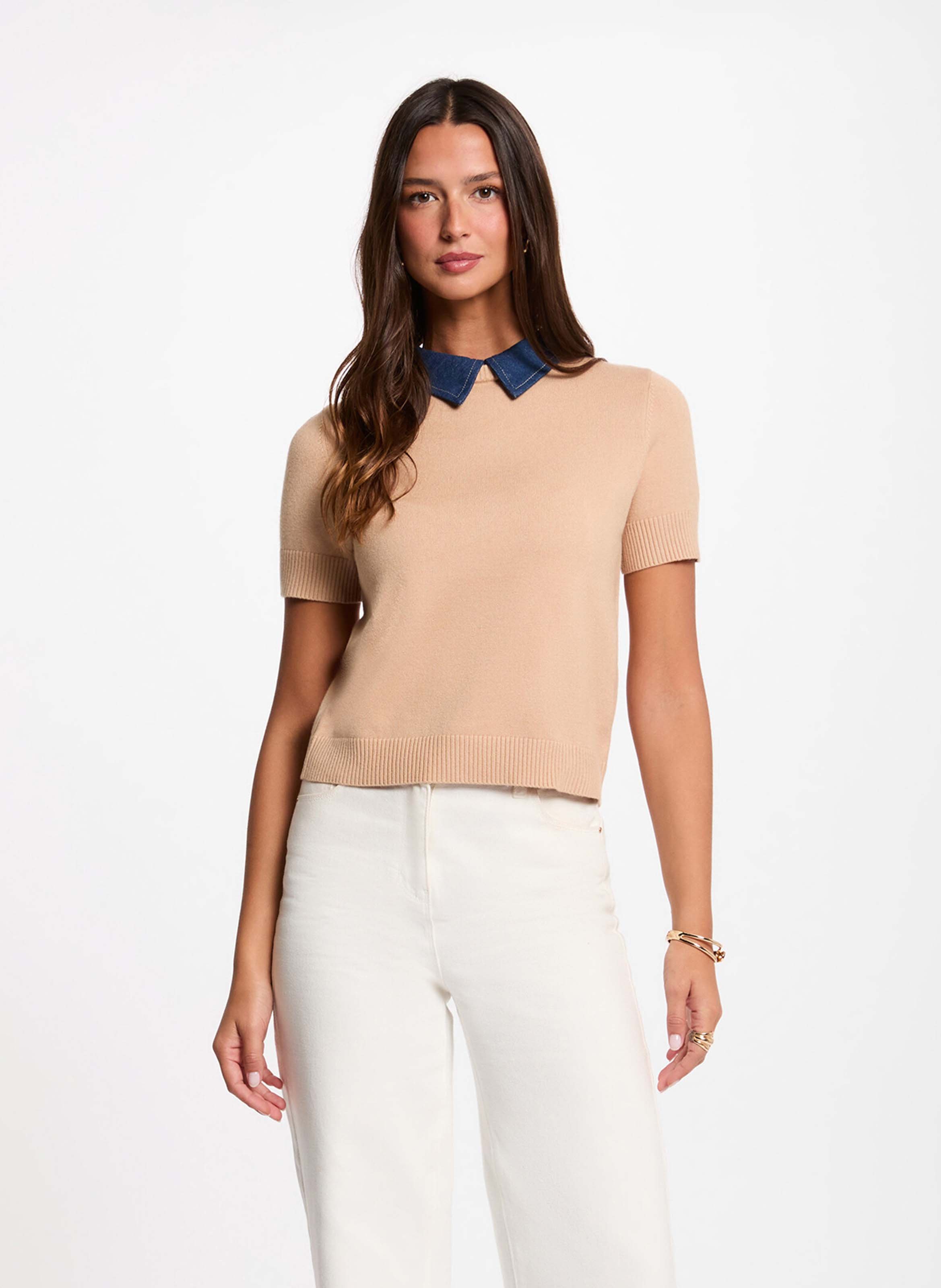 Polo kraag trui in denim MORGAN