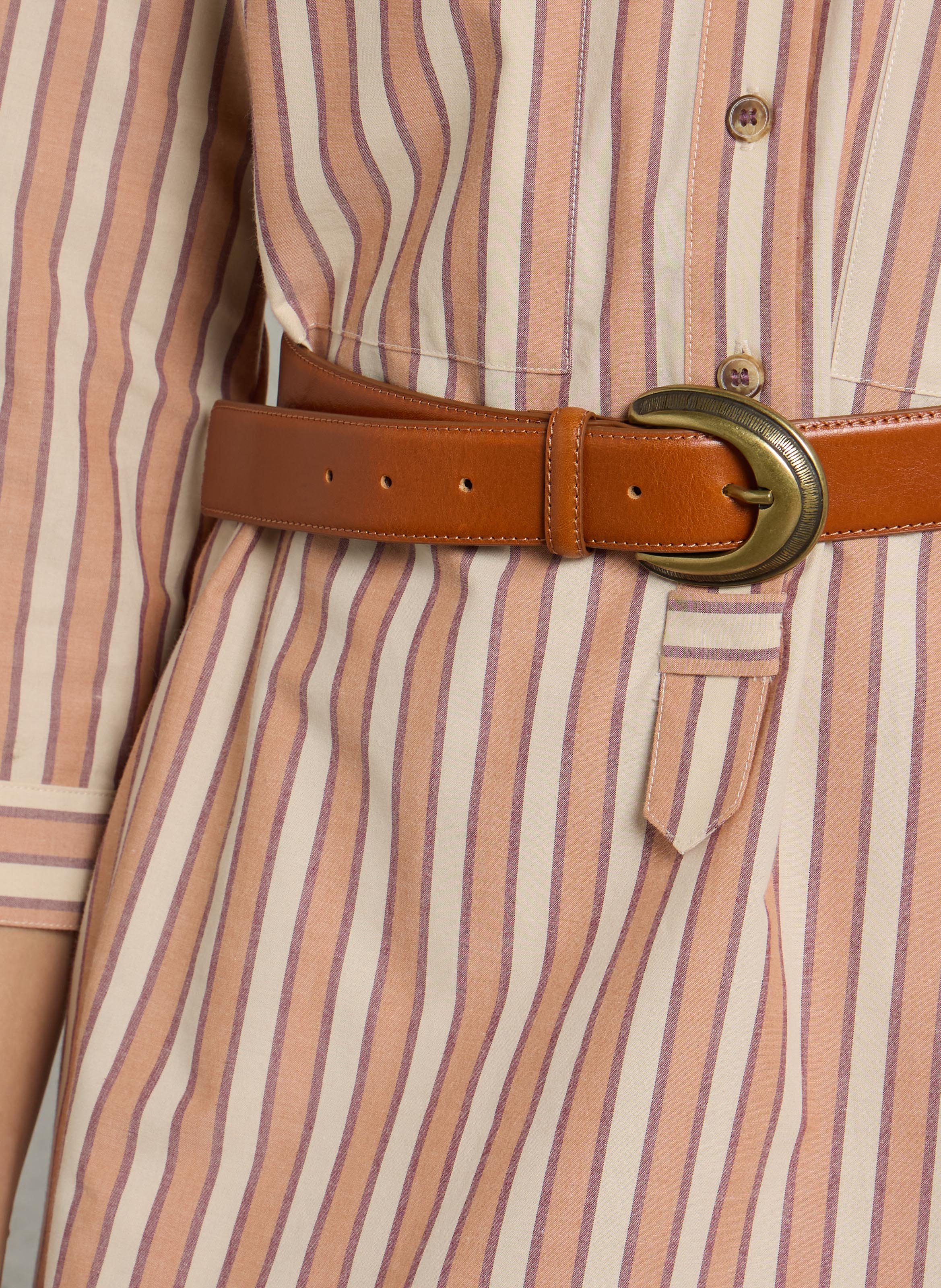 Leather belt with buckle MAISON 123 Beige