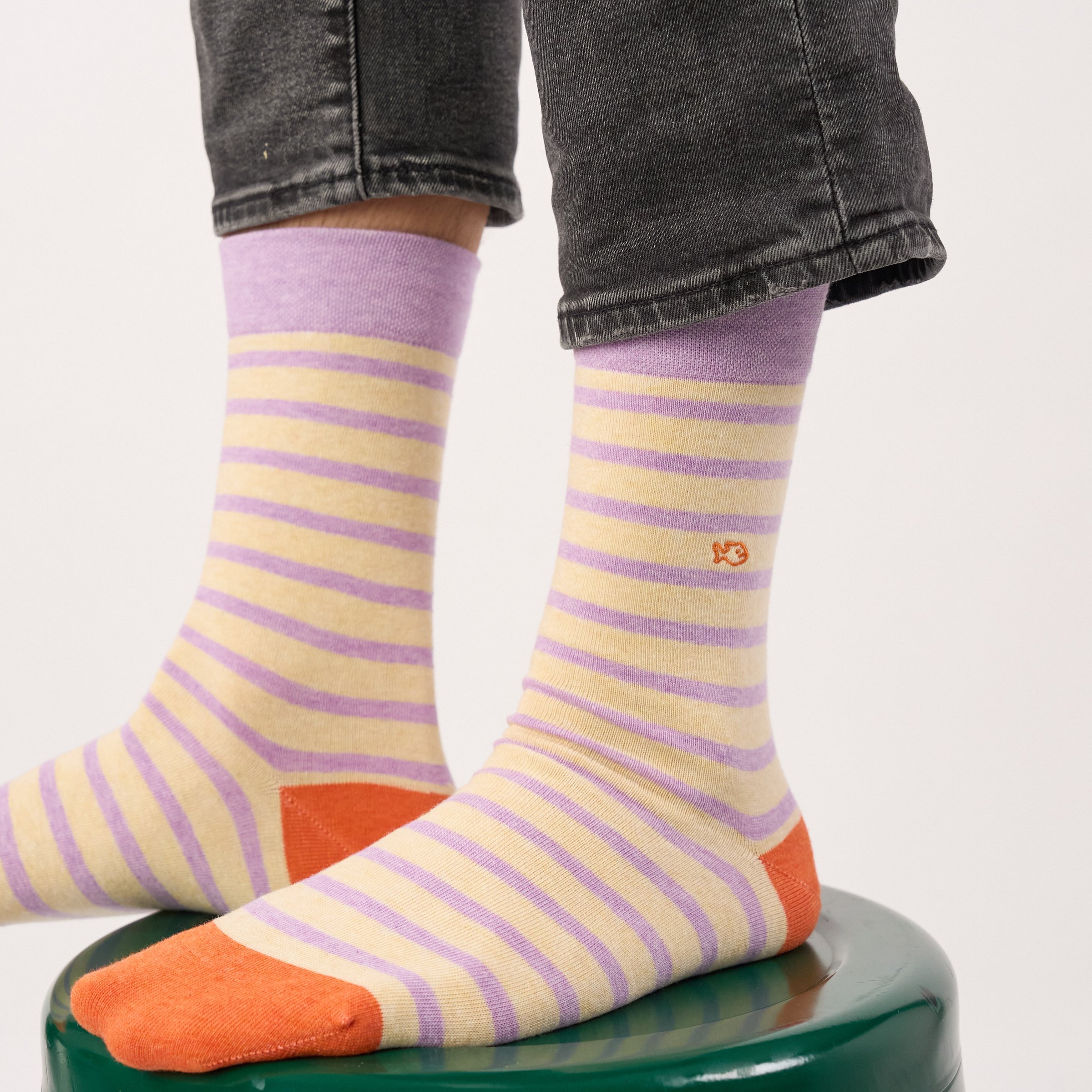 Combed Cotton Socks with Wide Stripes | Beige BILLYBELT Men