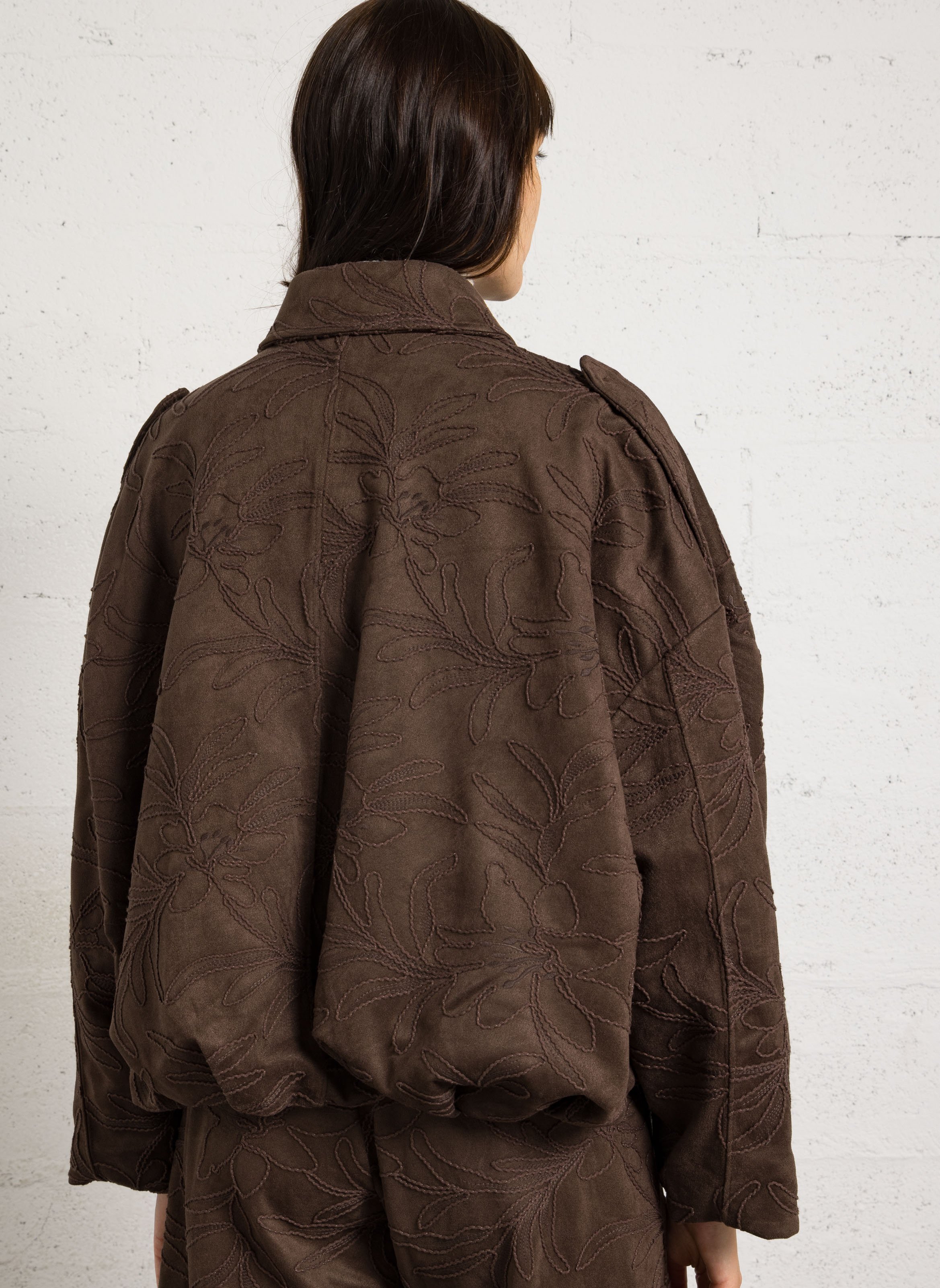 Blouson oversize col classique brodé IMPERIAL Marron