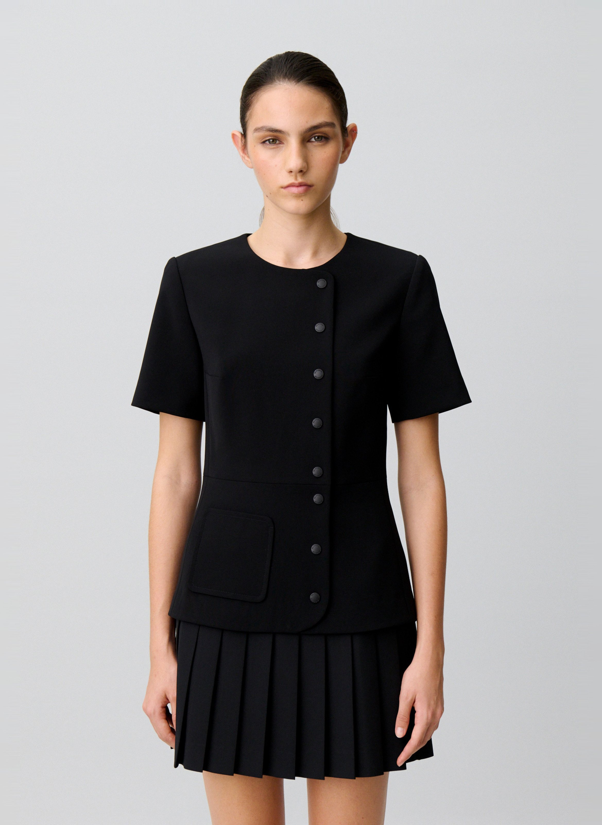 Plissé-jurk met ronde hals CLAUDIE PIERLOT Zwart