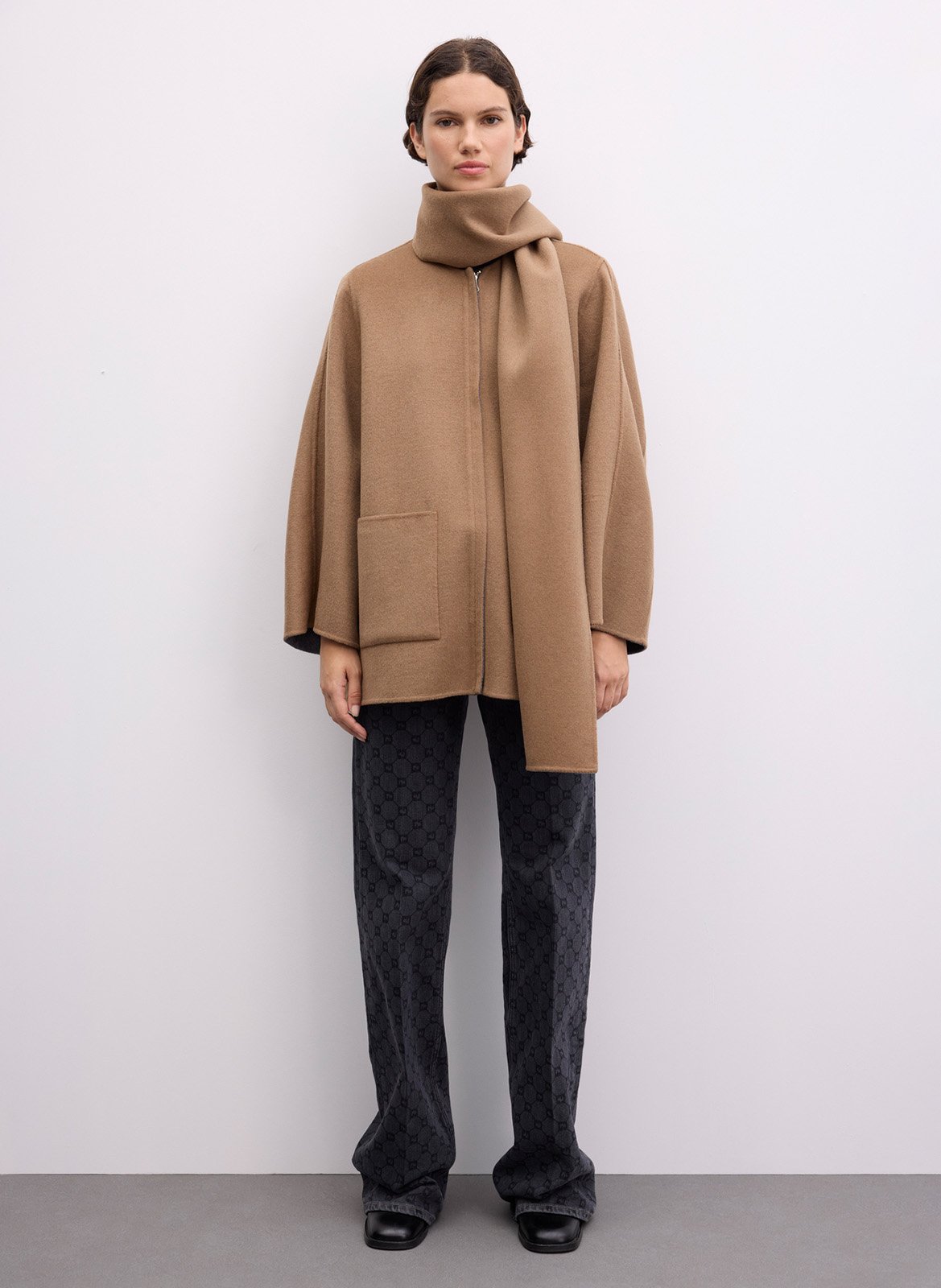 Weiter Mantel mit Wollschal GERARD DAREL Grau