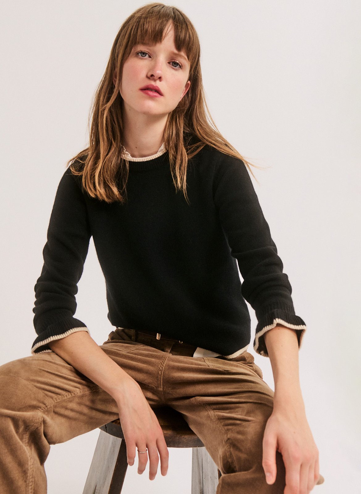 Round-neck wool-blend sweater PABLO Black