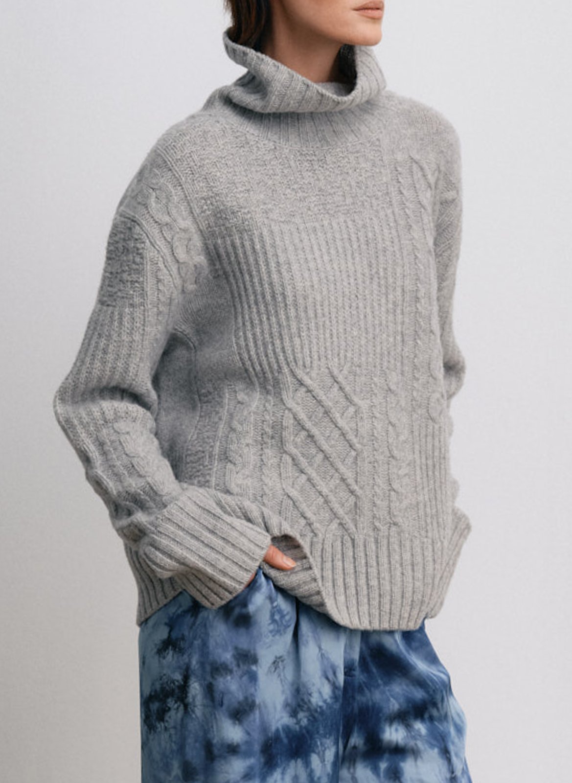 Pull ample en laine et cachemire mélangés RABENS SALONER Argent