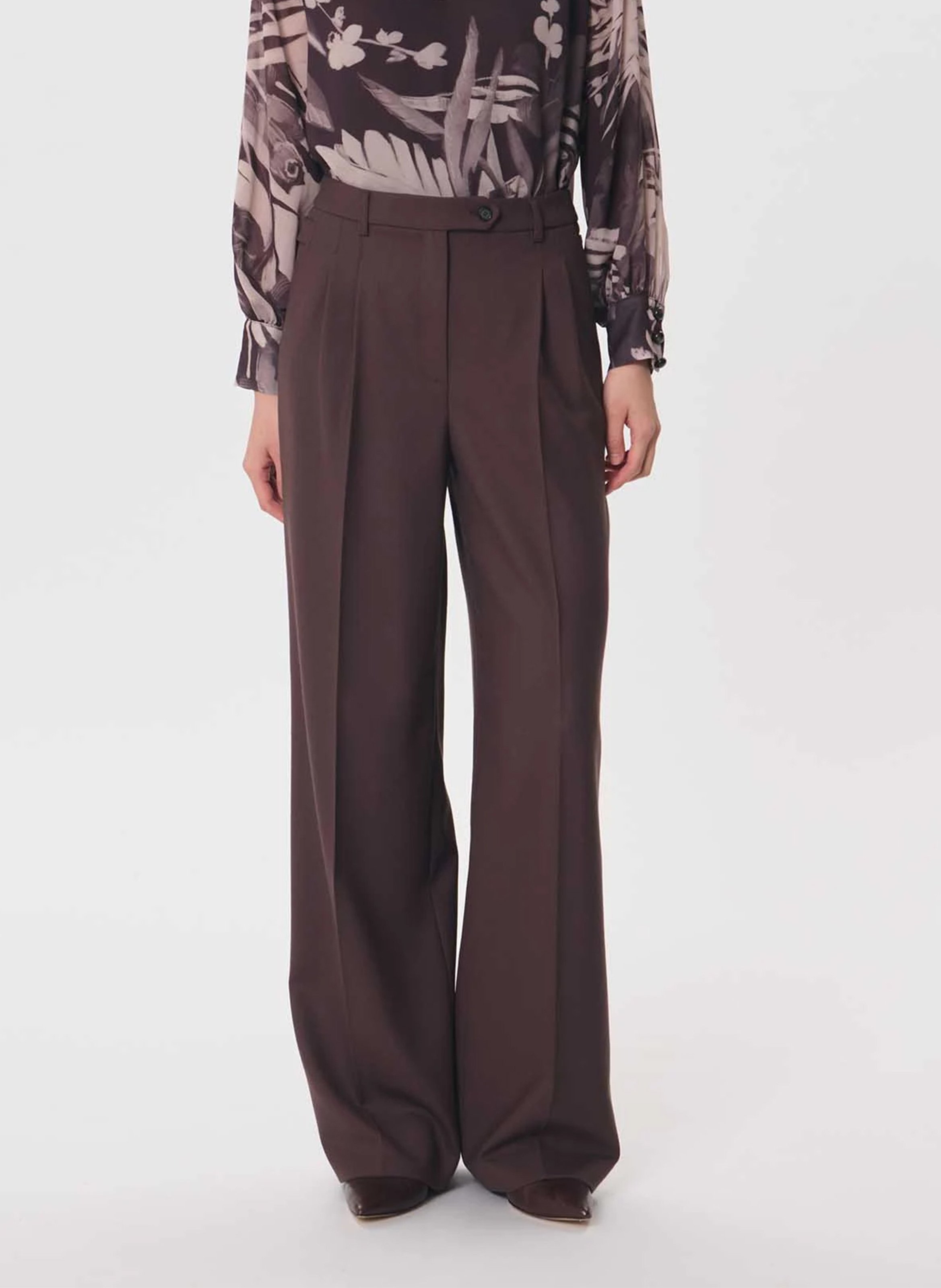 Wide-leg high-rise pants TARA JARMON Brown