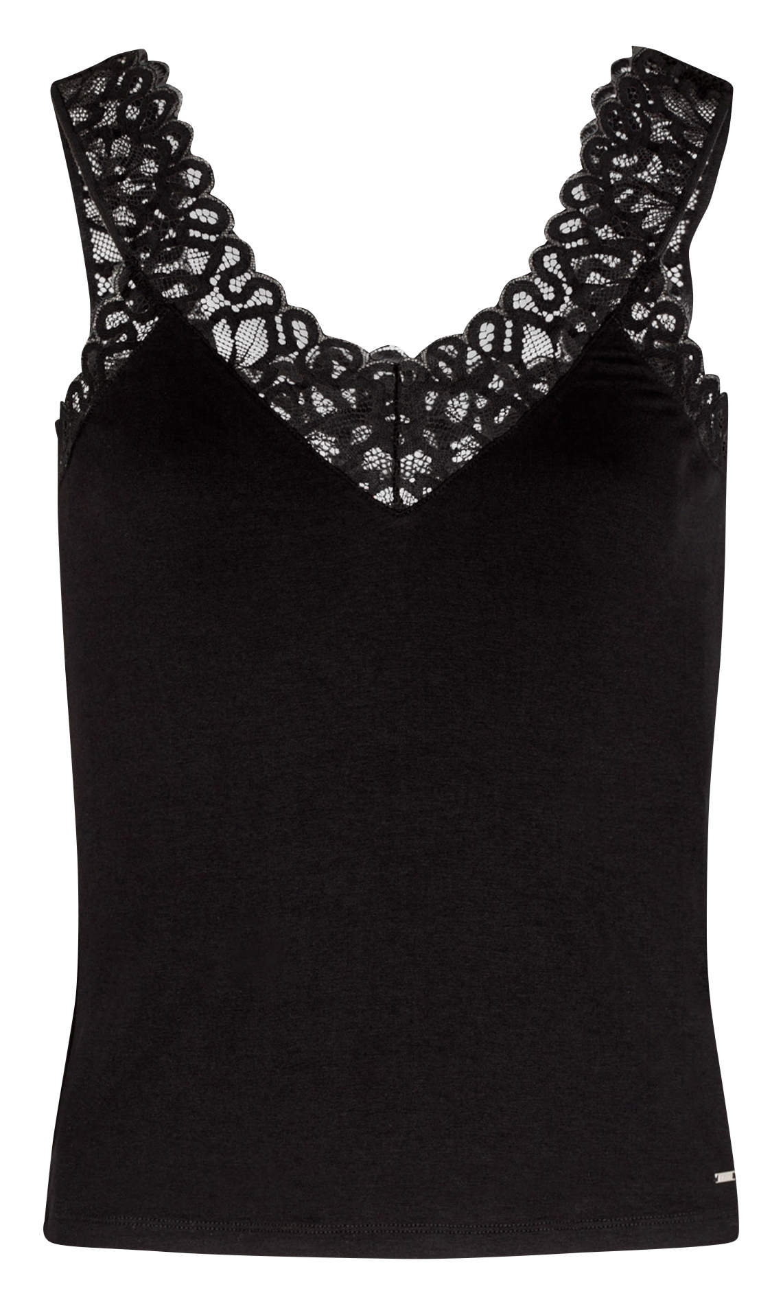 Top mit V-Ausschnitt und Spitze MORGAN Schwarz