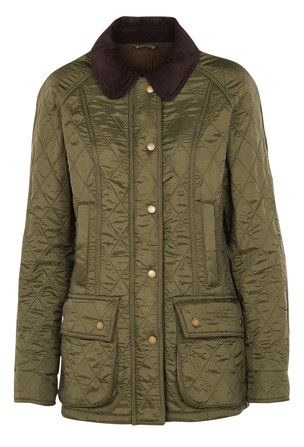 Quilted Jacket With Corduroy Collar Olive Barbour Women Place des