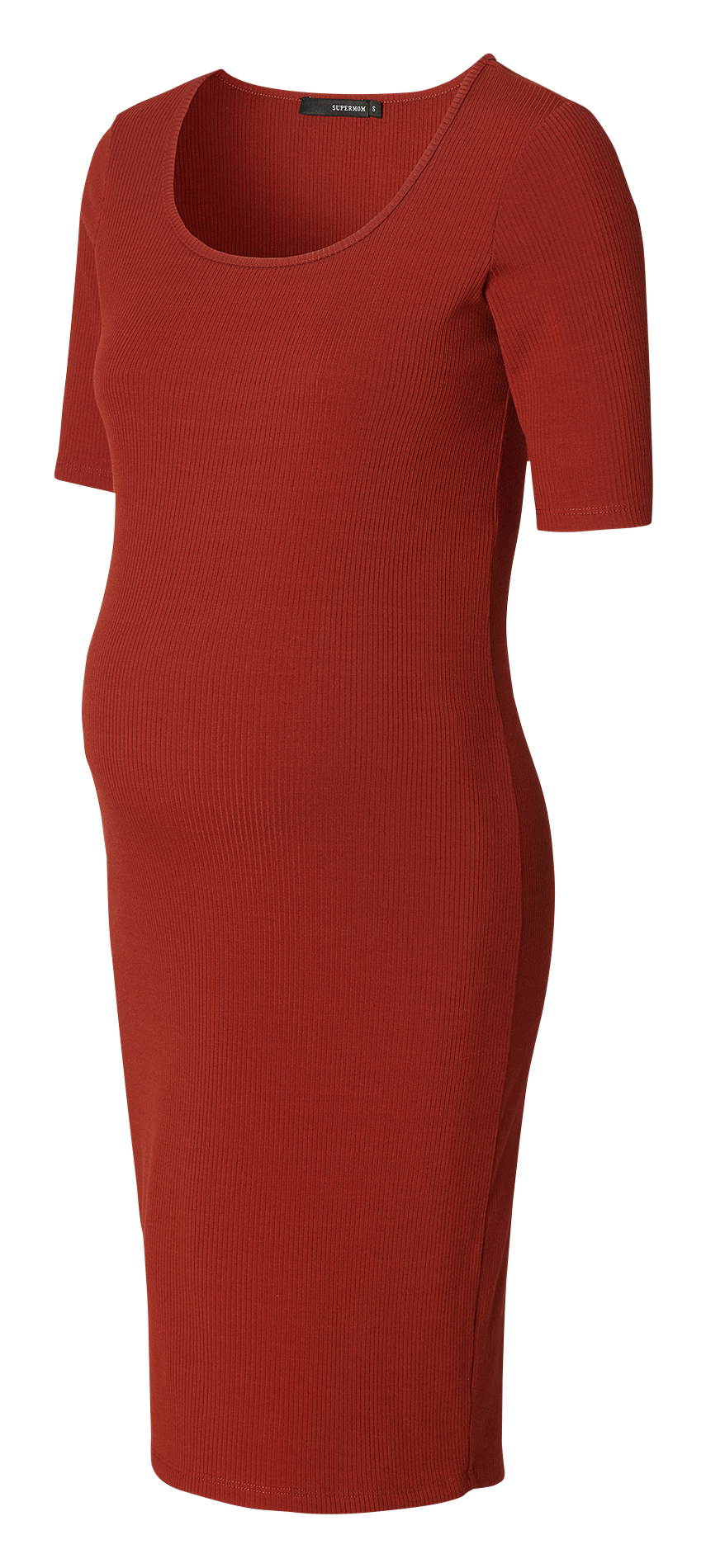 Korte jurk van ribtricot SUPERMOM Rood