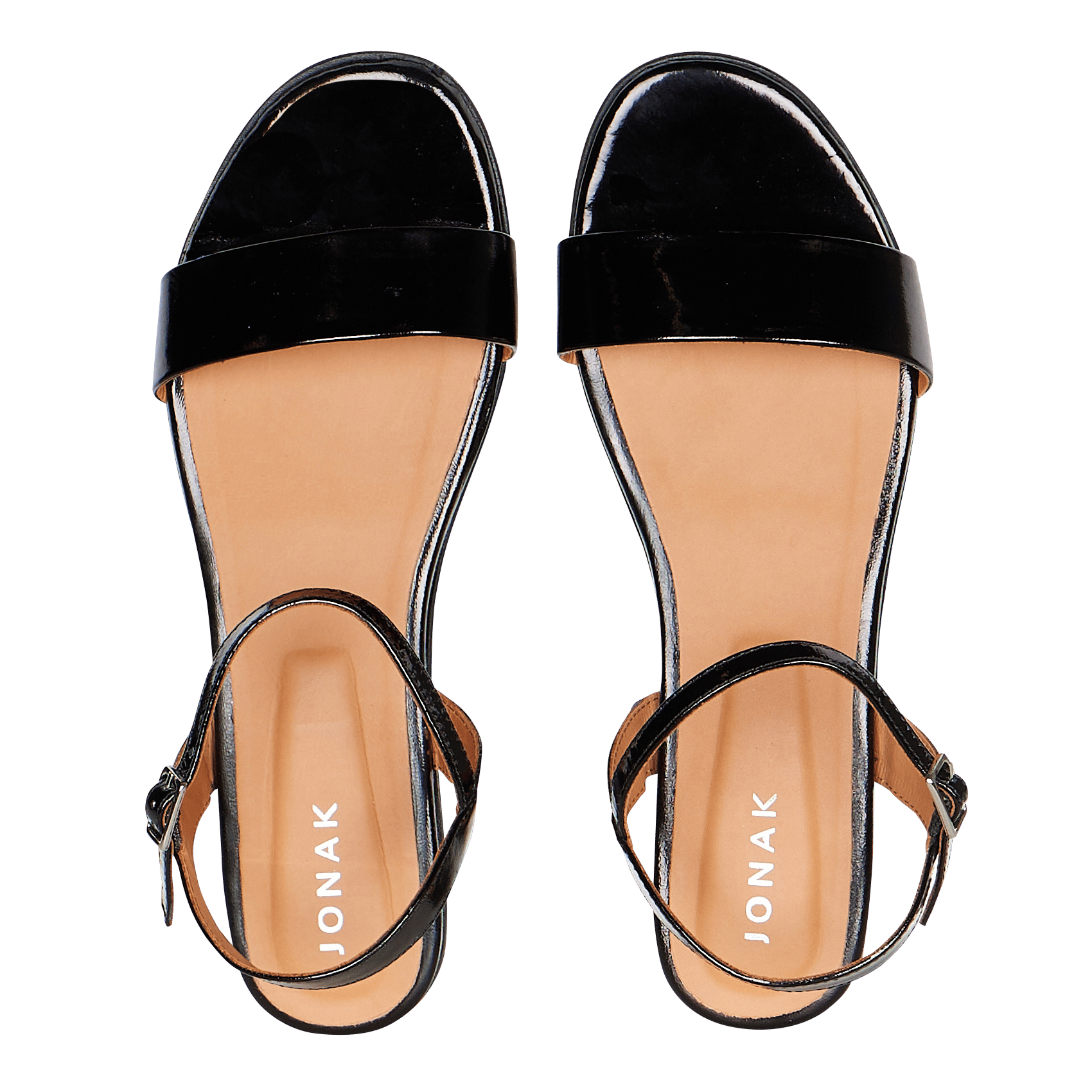 Sandales plates en cuir vernis  JONAK Noir
