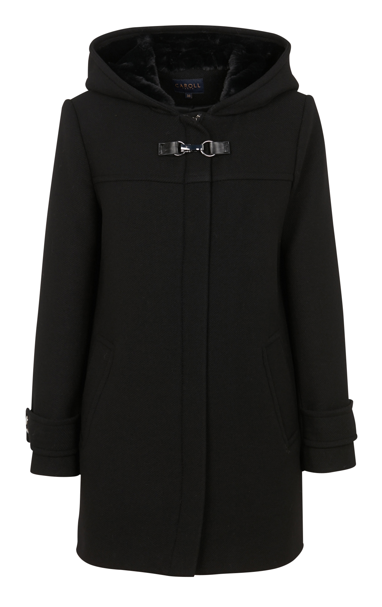 Straight wool-blend coat CAROLL Black
