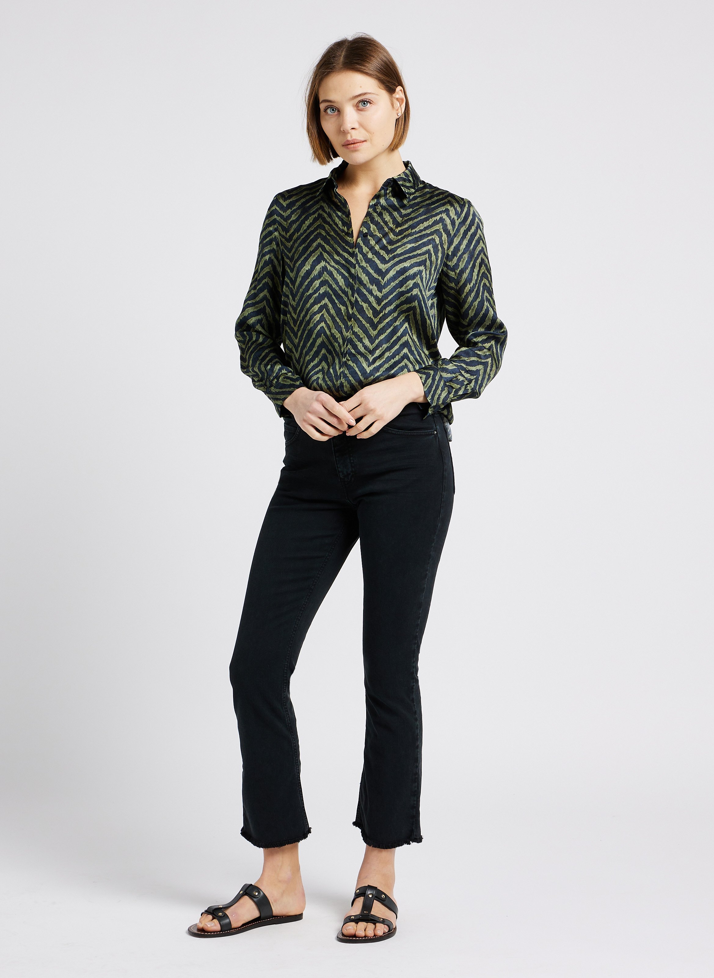 Flared jeans | katoenblend ACQUAVERDE Zwart