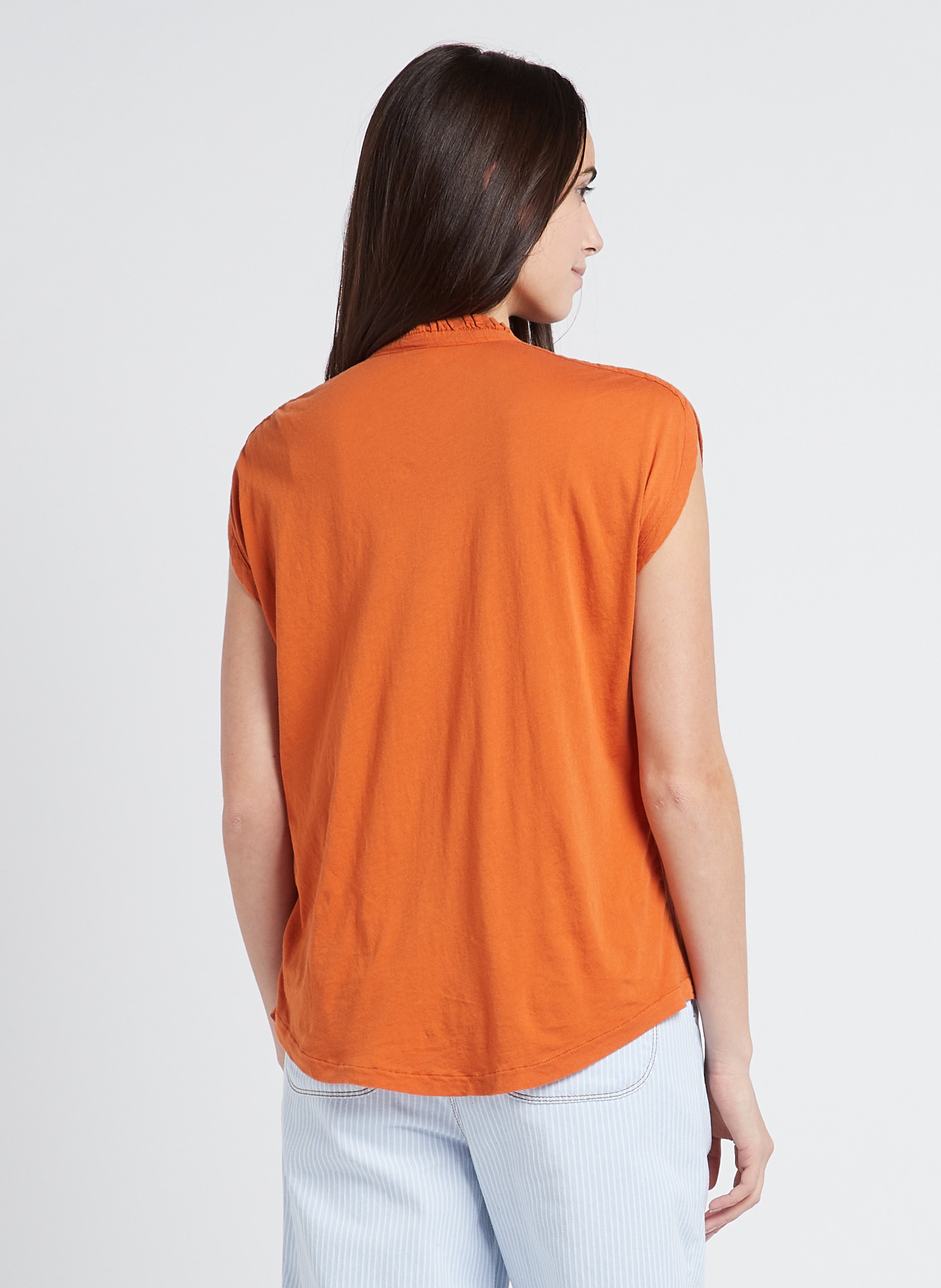 Sleeveless cotton shirt HARTFORD Orange
