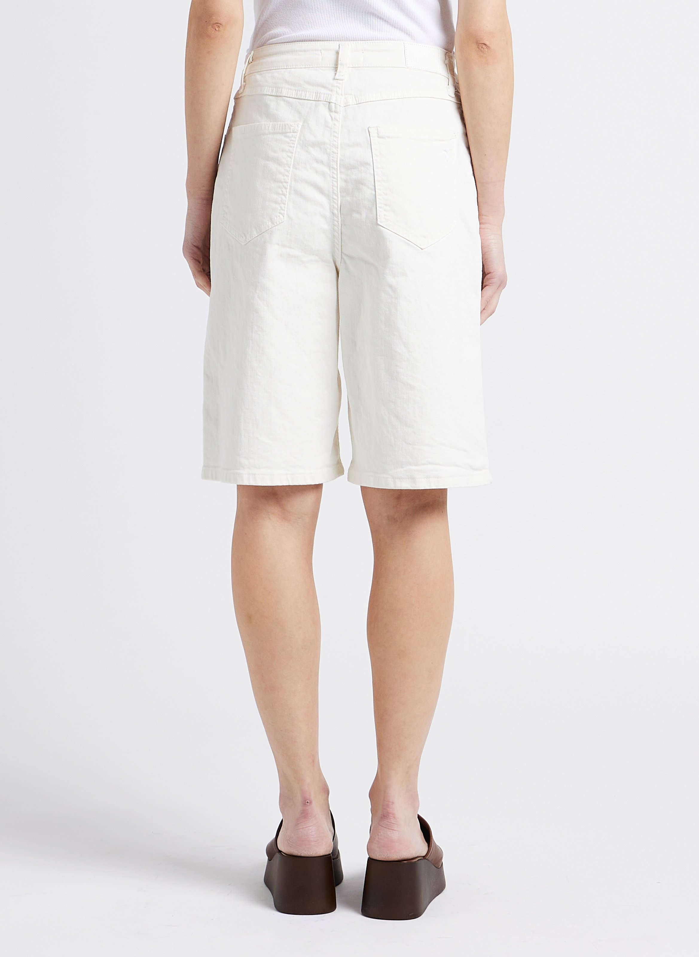 Bermuda taille haute en coton mélangé PLEASE Blanc