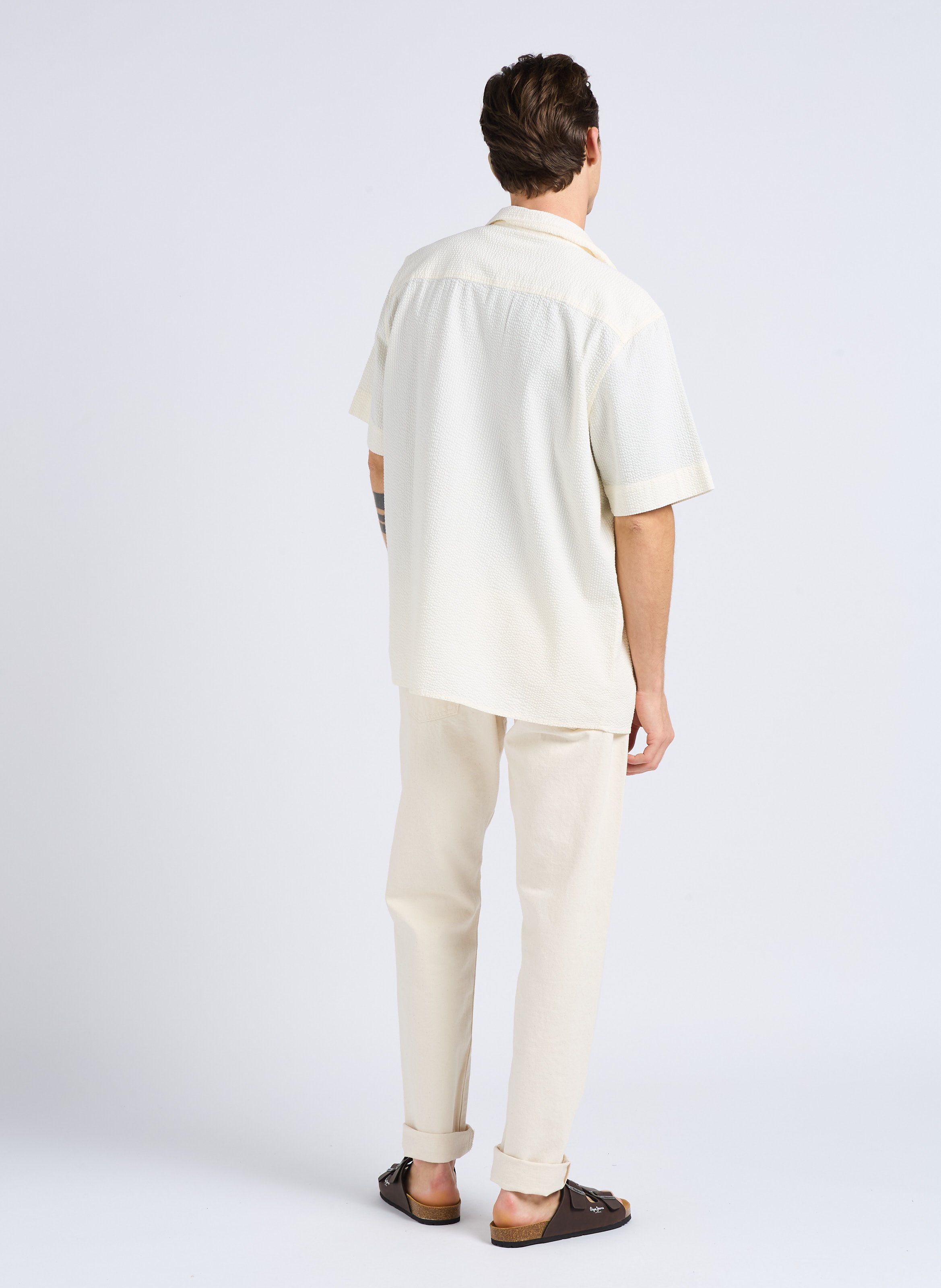 Hemd aus Bio-Baumwolle mit klassischem Kragen KNOWLEDGE COTTON APPAREL Weiss