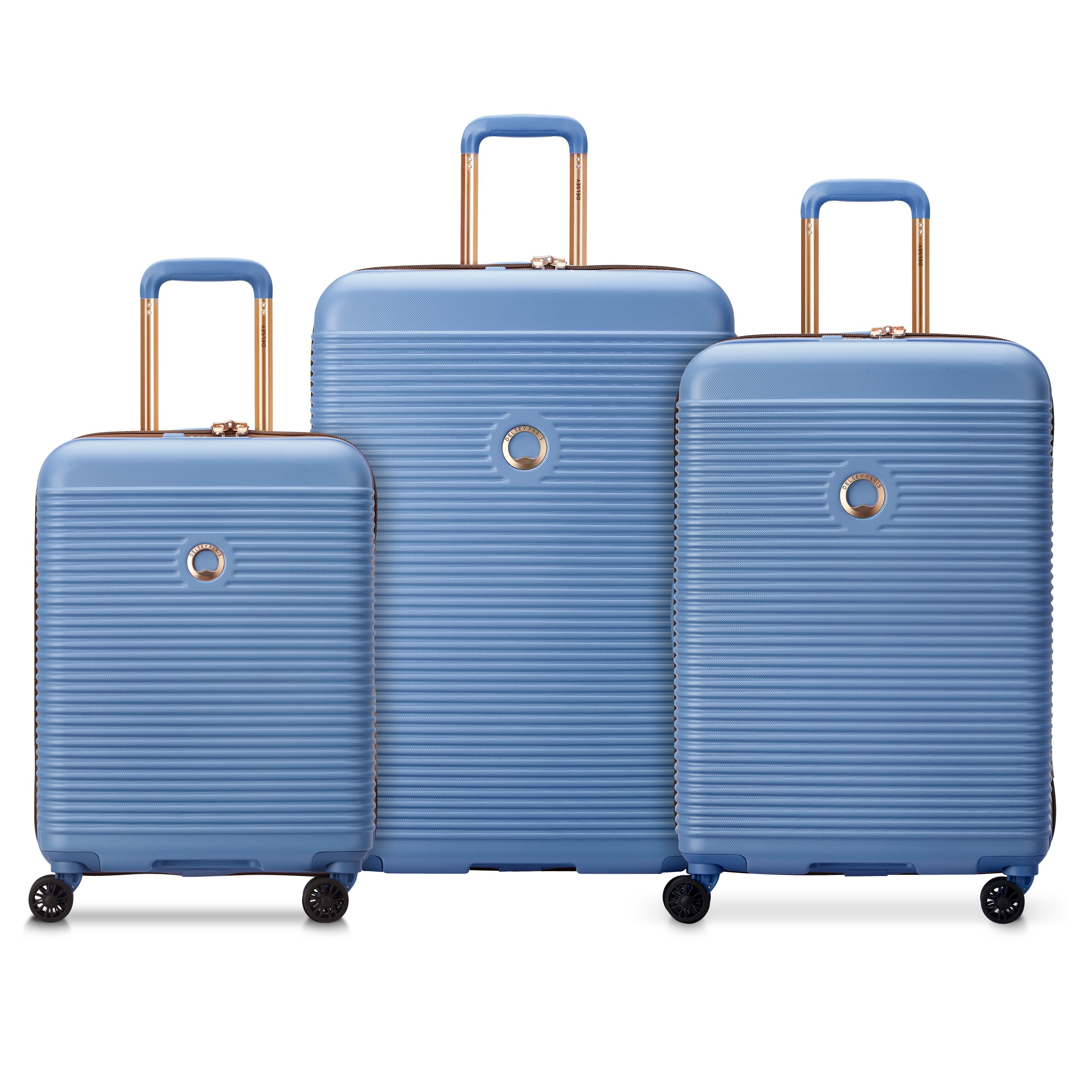 Set of 3 rigid suitcases 55 cm/ 66.5 cm/ 76 cm Blue