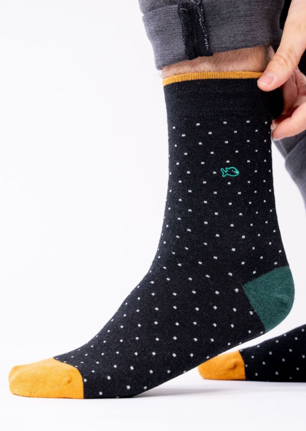Chaussettes en coton peigné à pois BILLYBELT Noir