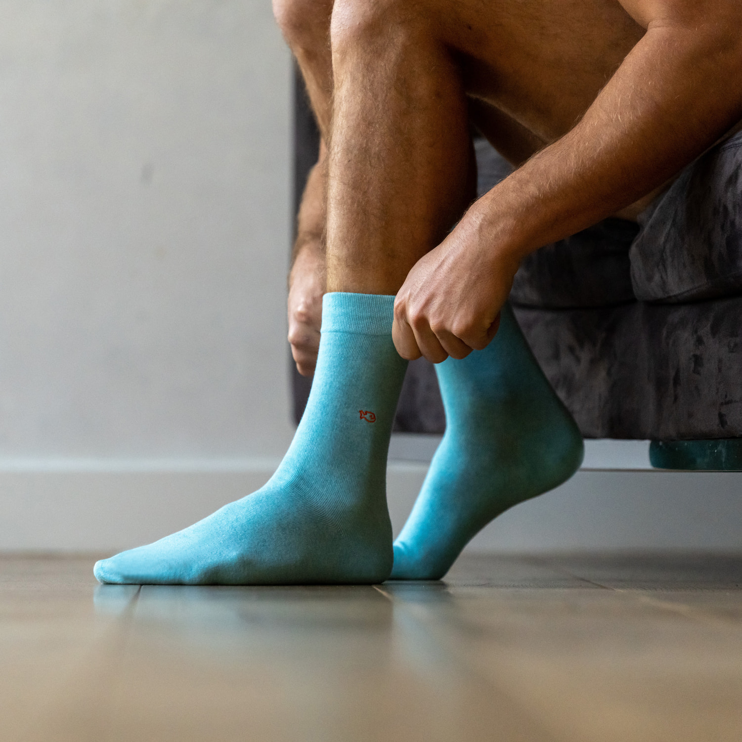 Solid combed cotton socks BILLYBELT Blue