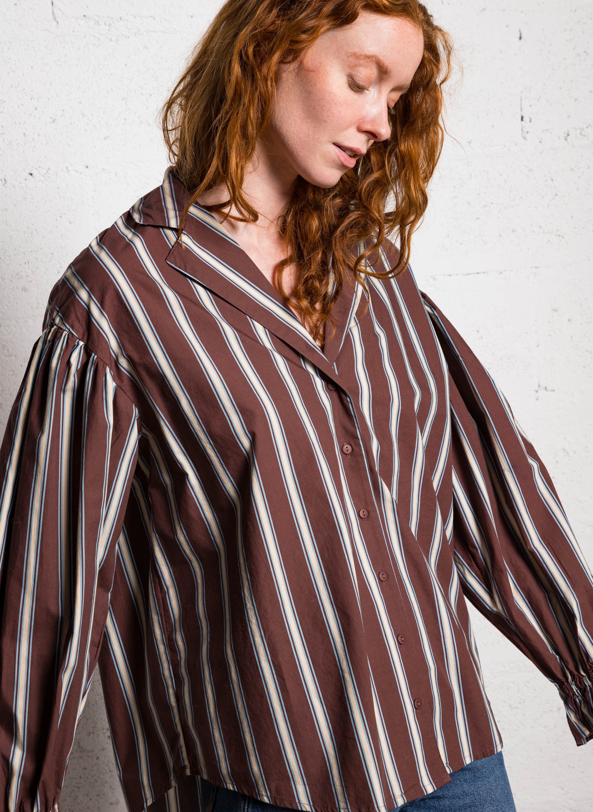 Chemise rayée en coton THE TINY BIG SISTER Marron