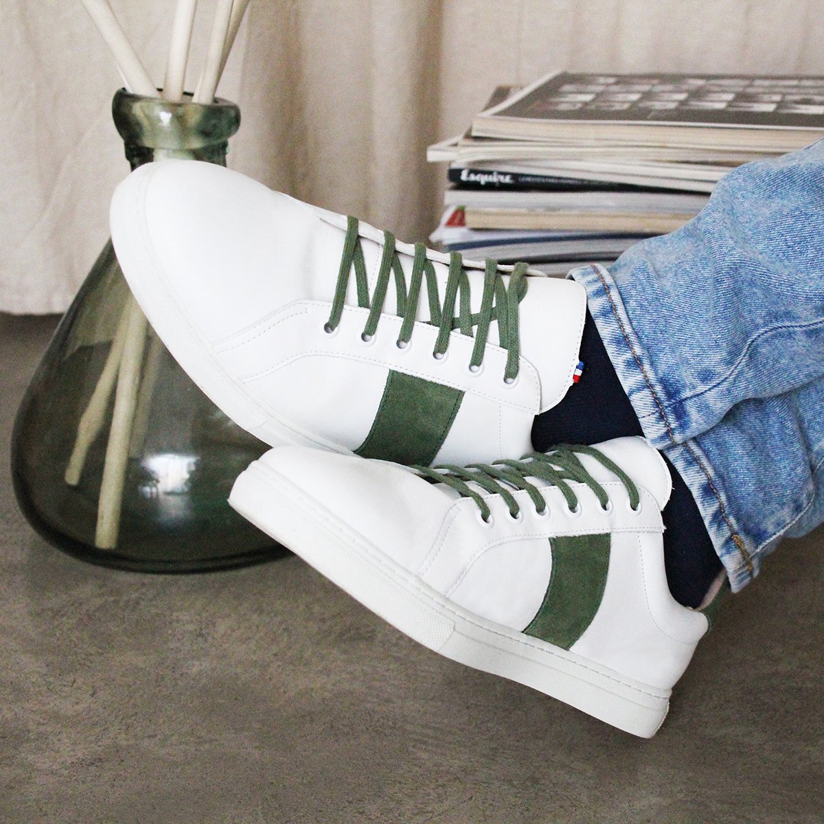 Leather French-made sneakers JULES & JENN White