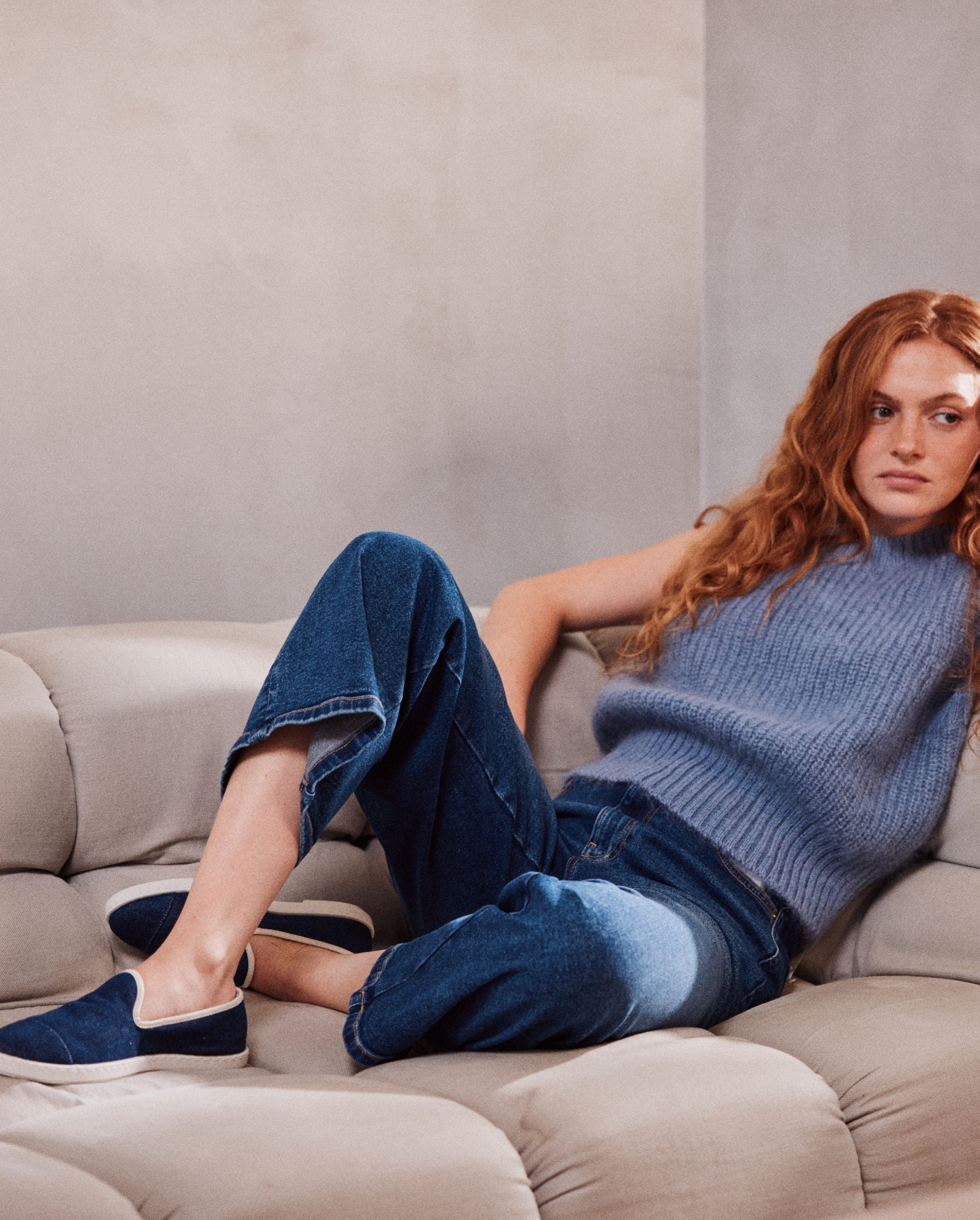 Women's denim slippers, raw ANGARDE Blue