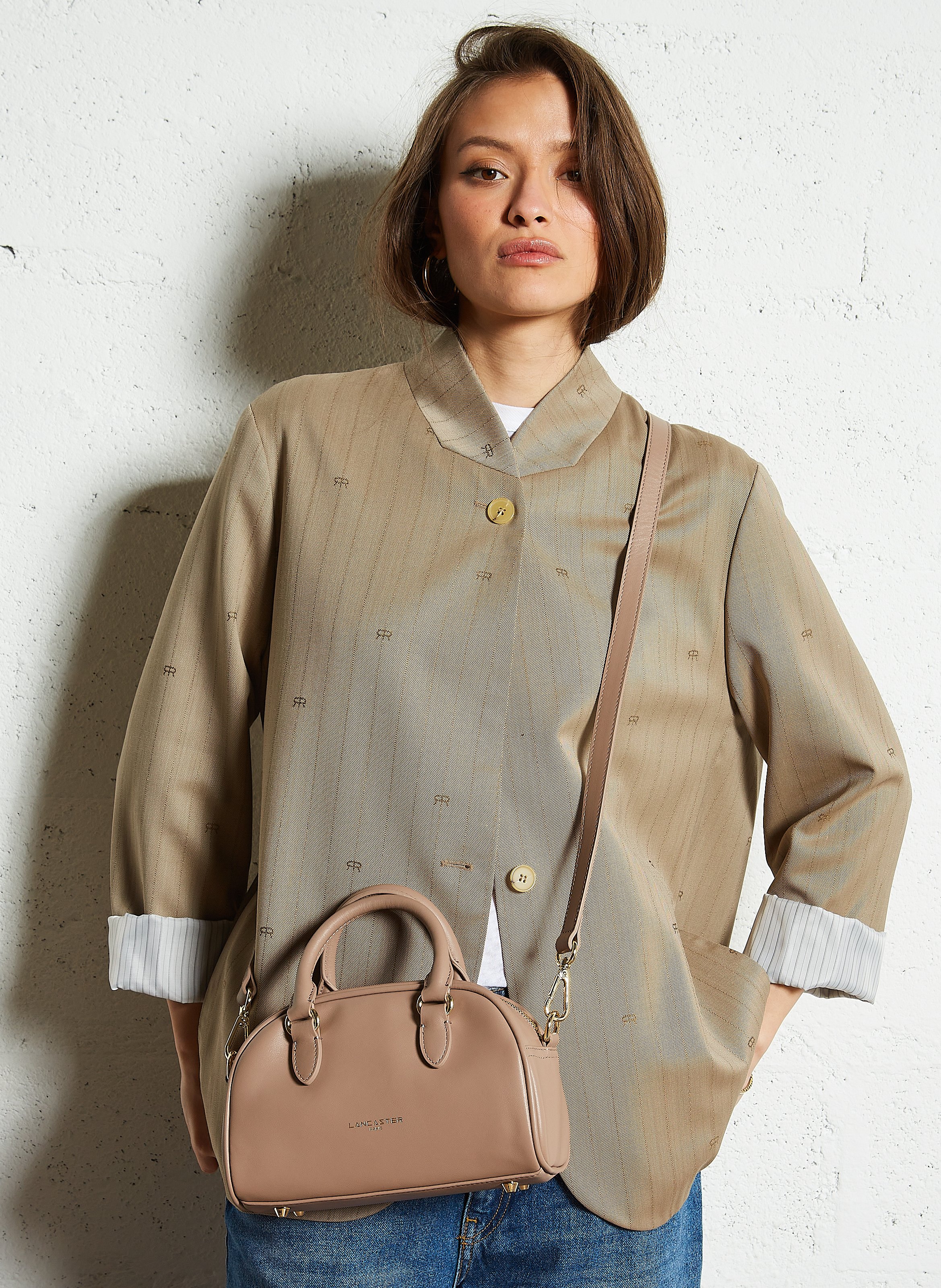 Bowlingtasche aus Leder LANCASTER PARIS Grau