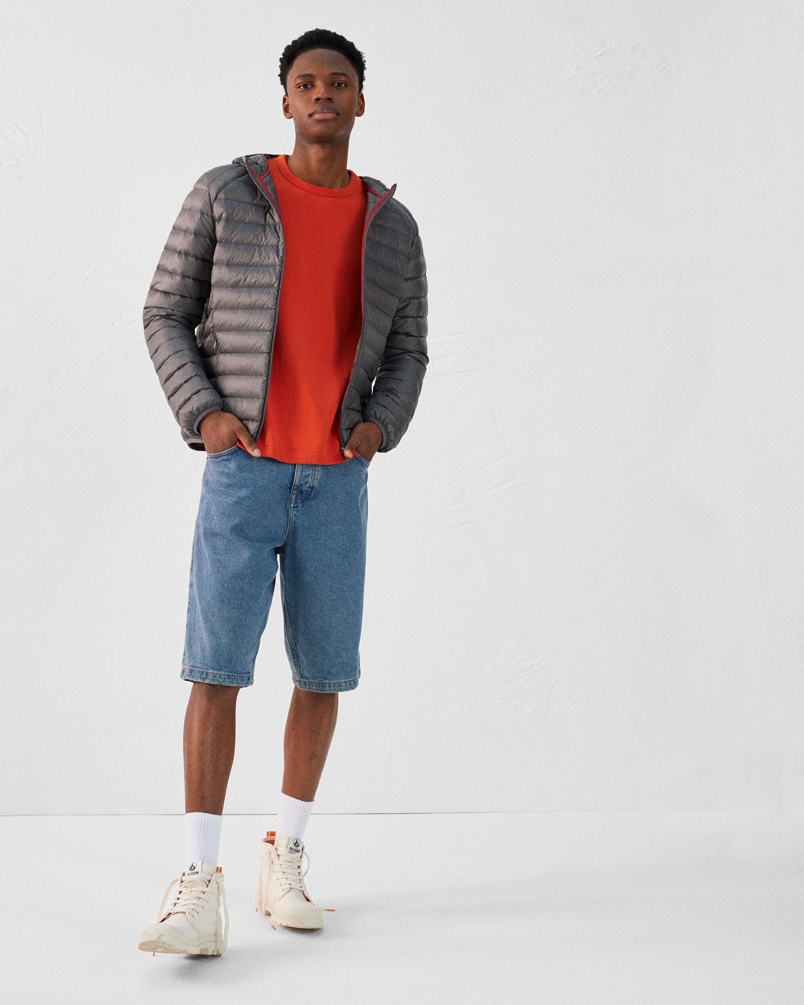 Lightweight hooded puffer jacket nico JOTT Grey