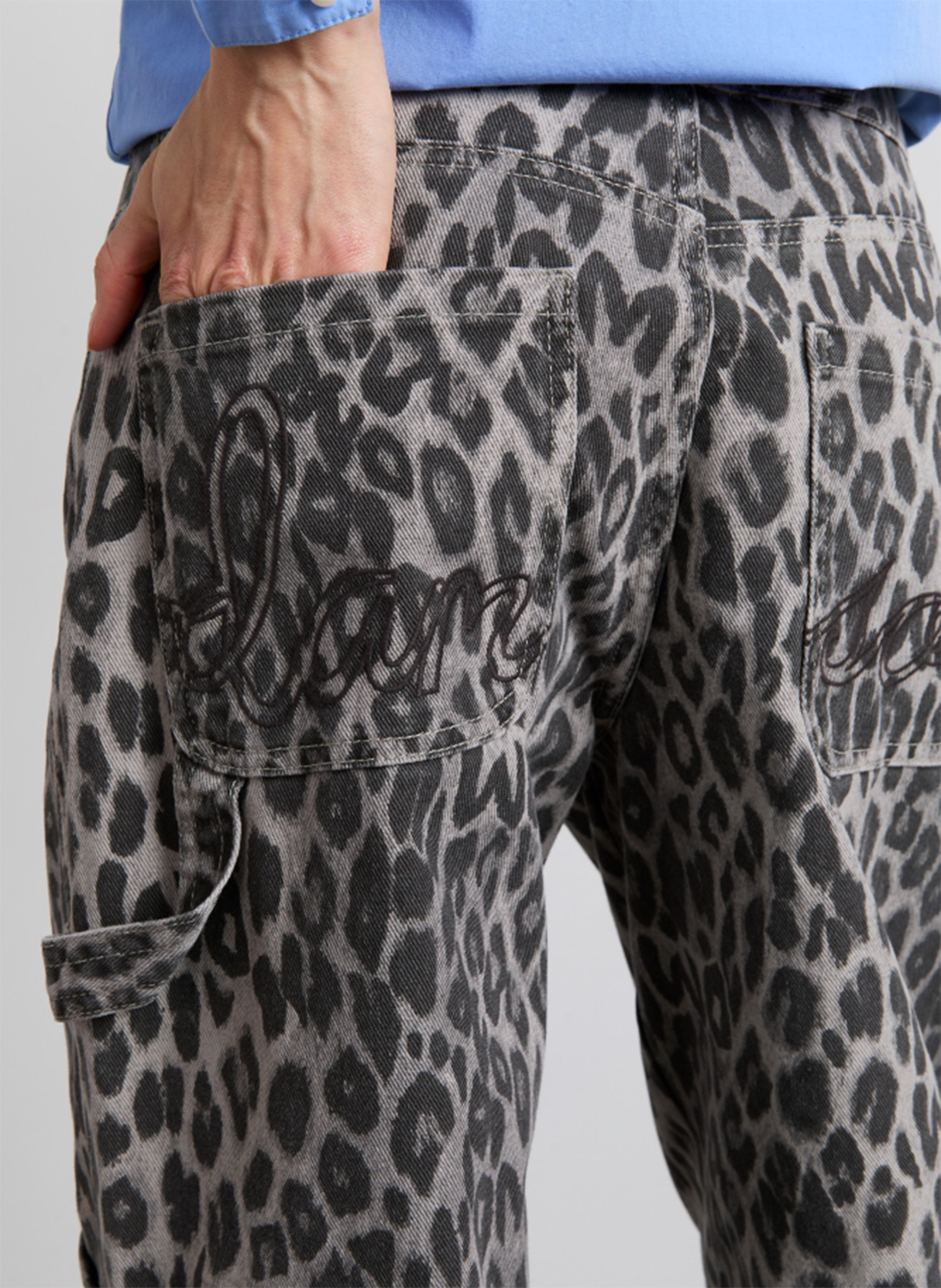 Leopard print cargo jeans DAMSON MADDER Black