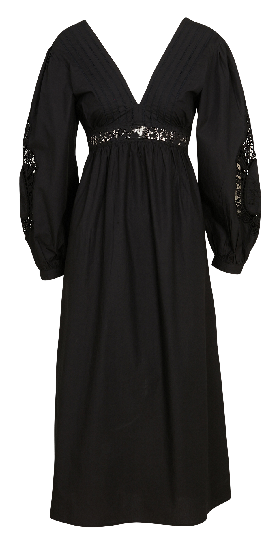 Midi dress with V-neck and lace details LOUISE MISHA Black