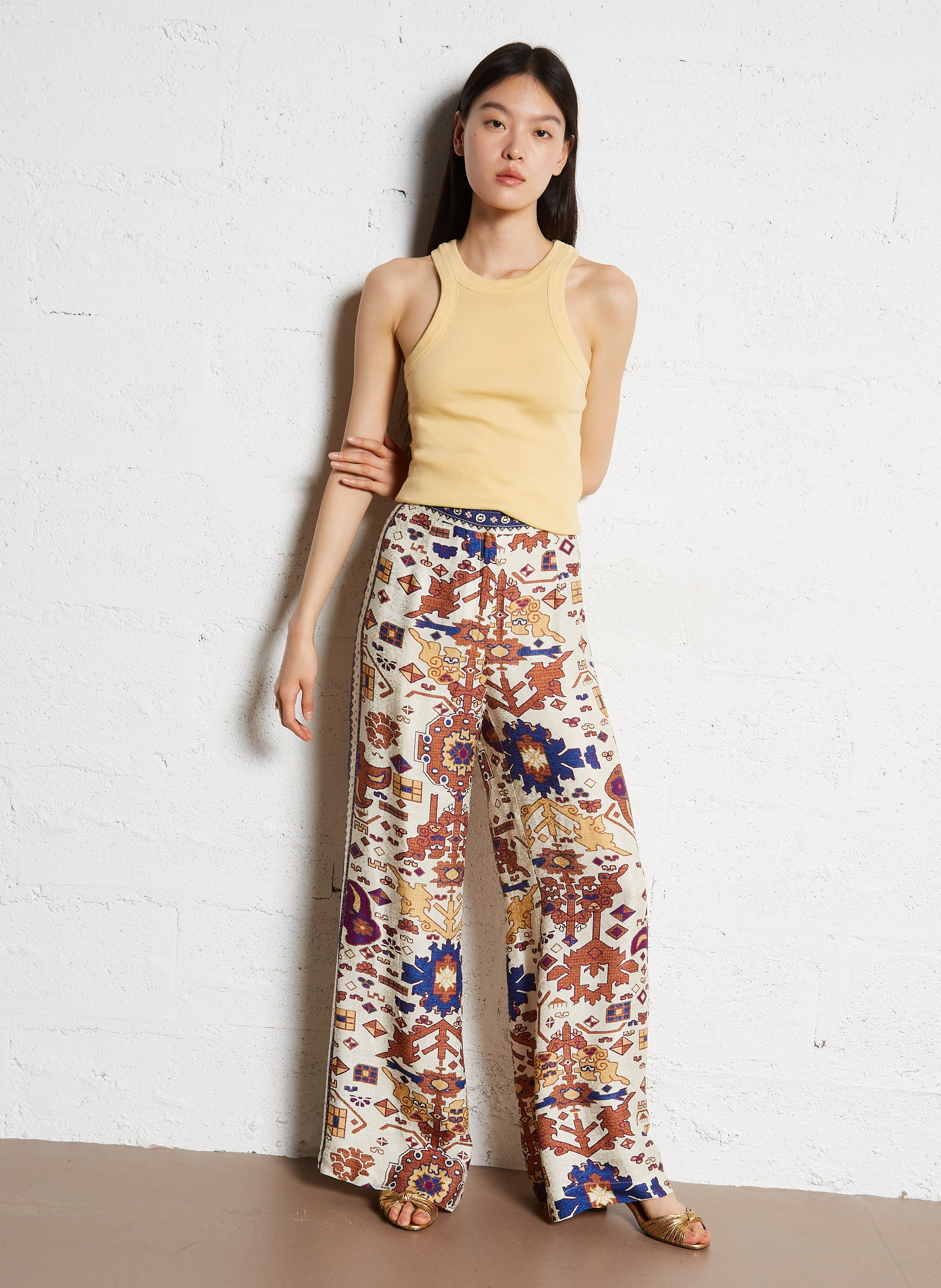 Sandales à talon en cuir métallisé RIVECOUR Doré